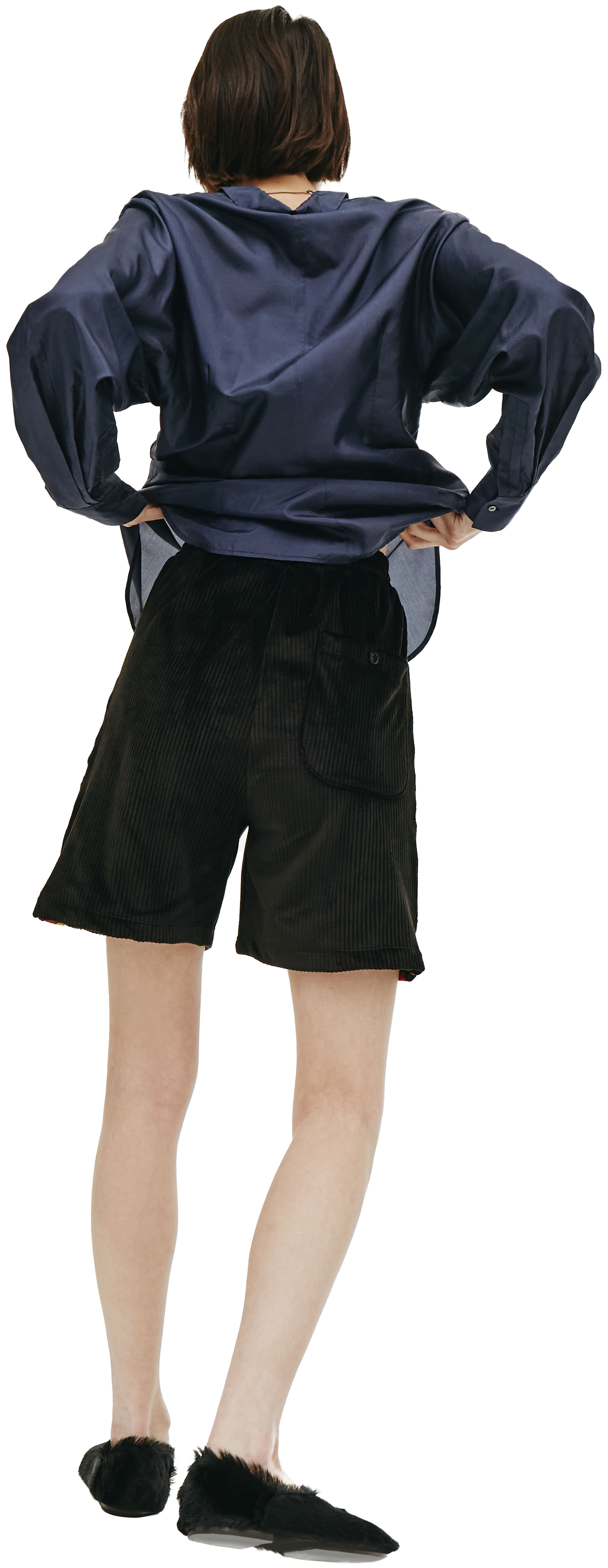 Doublet Black Velour Embroidered Shorts