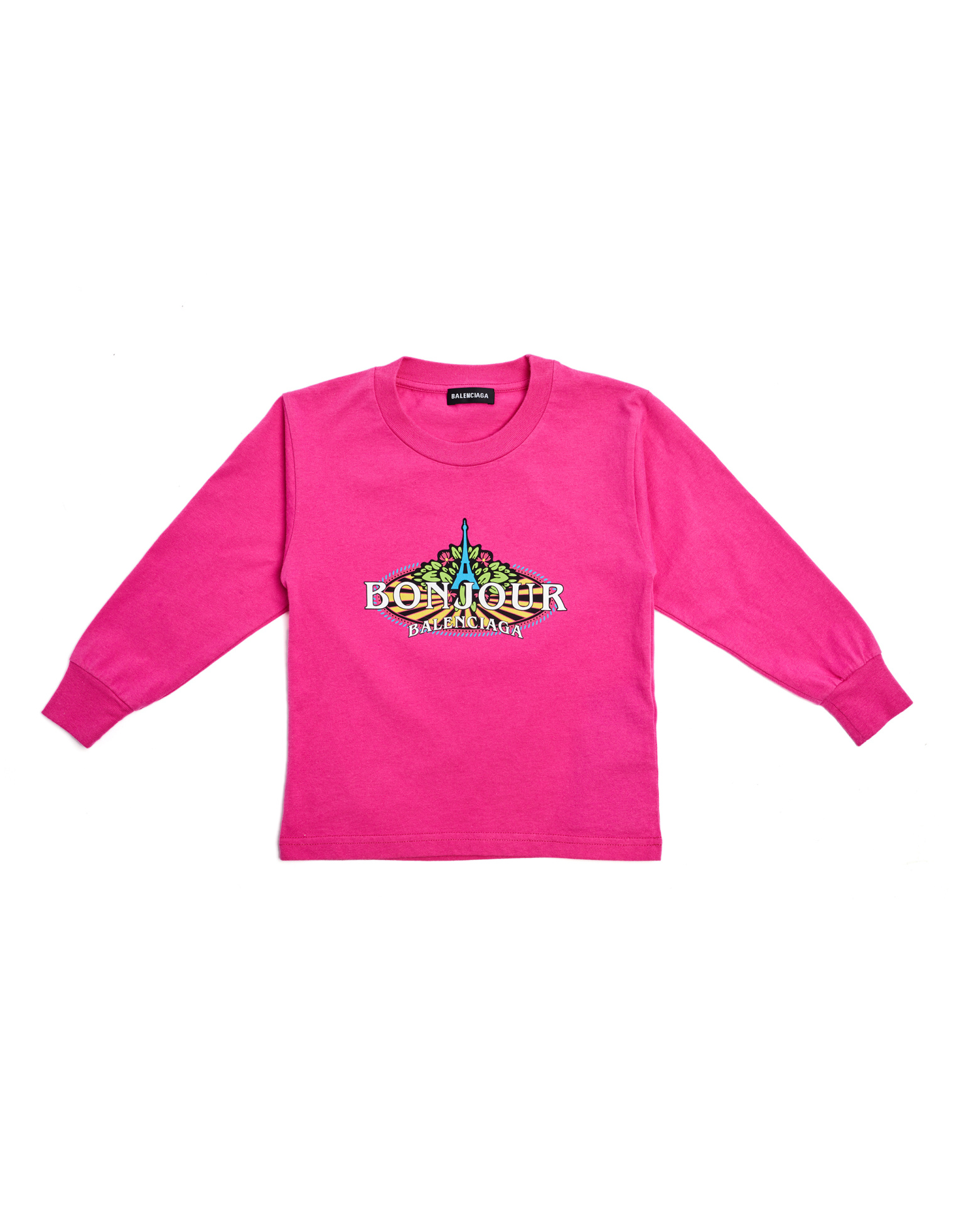 Balenciaga Kids Pink Cotton Bonjour L/S T-Shirt