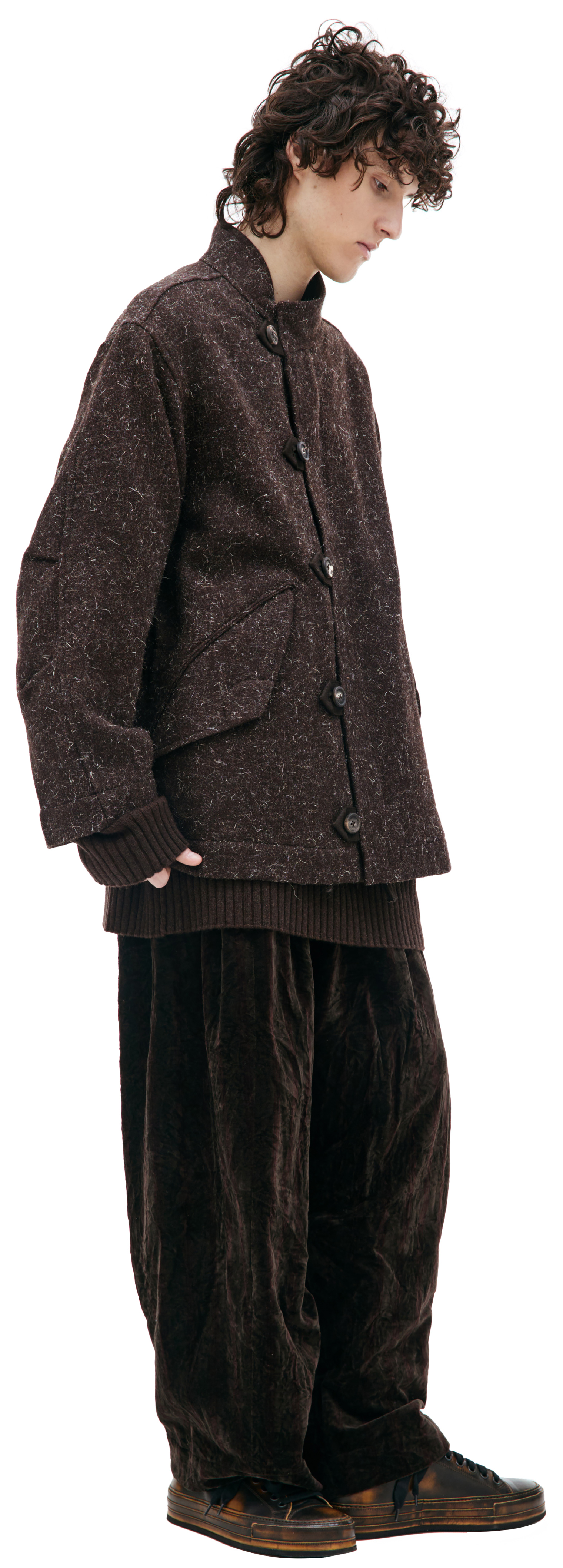 Ziggy Chen Stand collar wool blazer