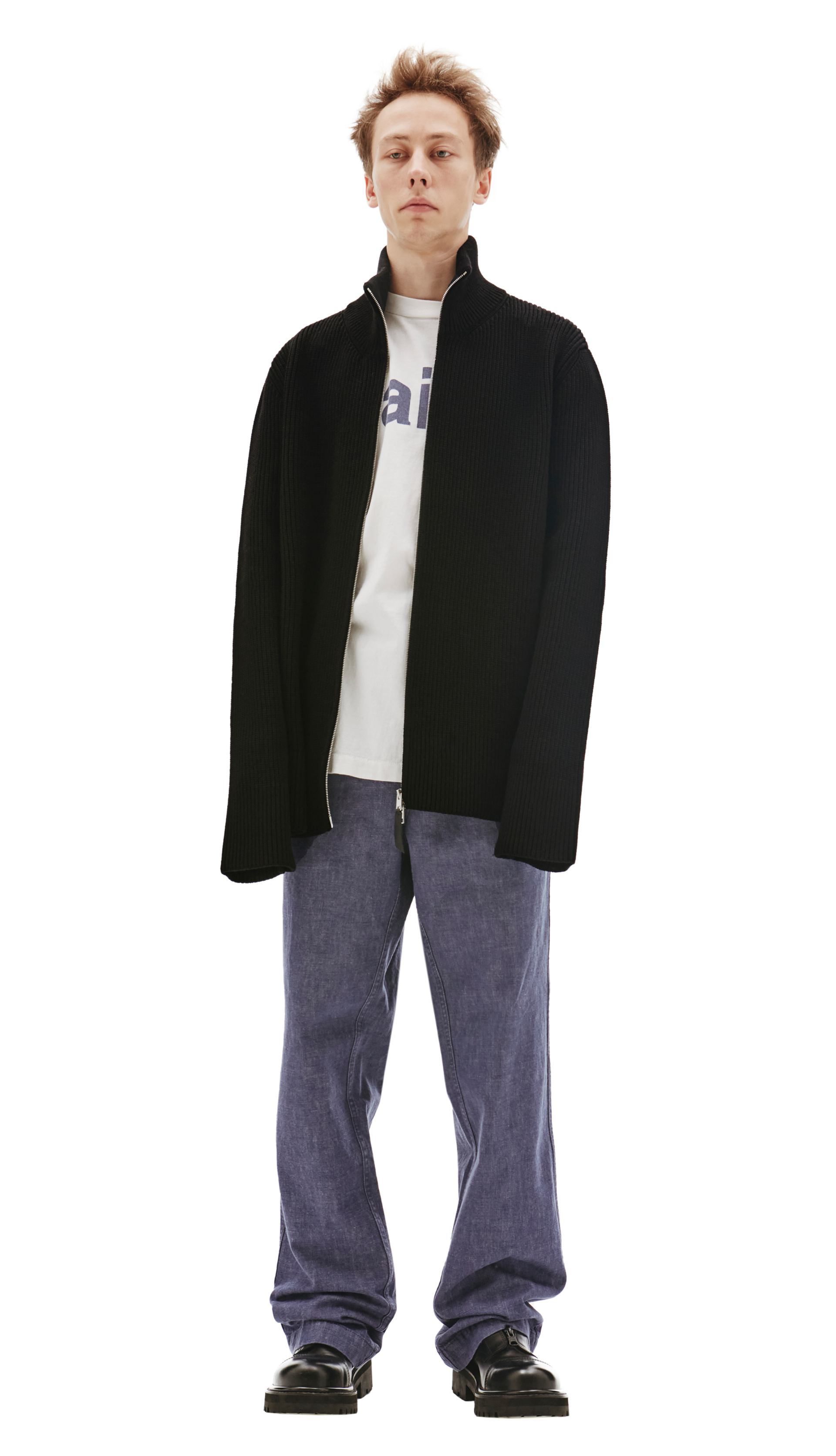 Maison Margiela Black Zip Cardigan