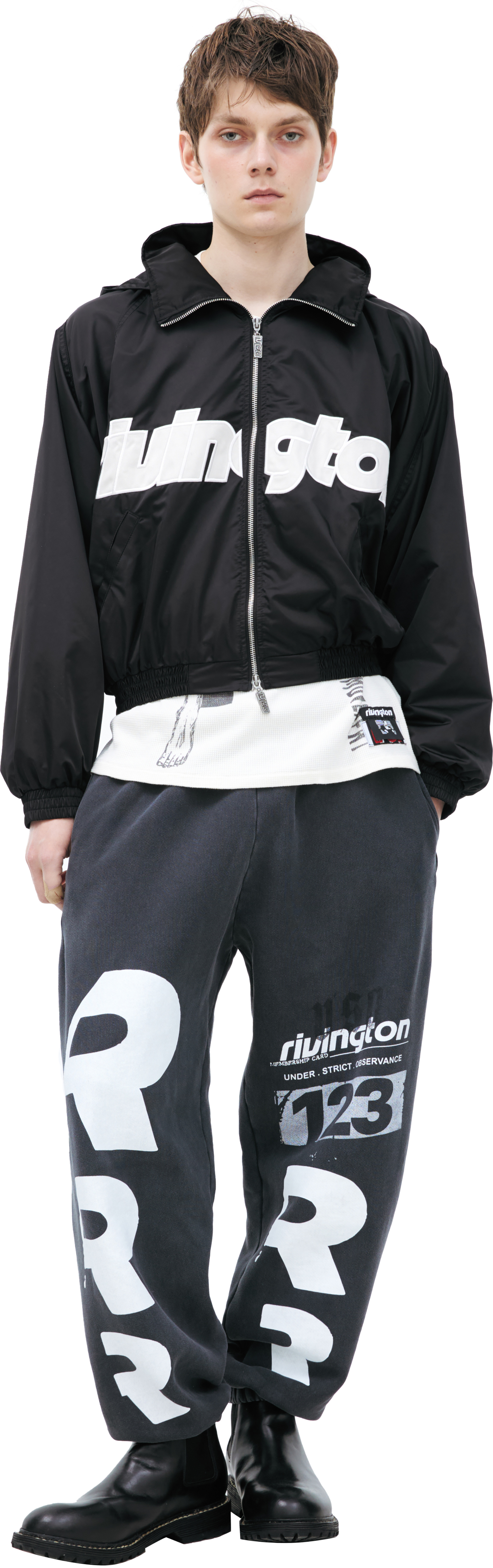 RRR123 Black hooded jacket