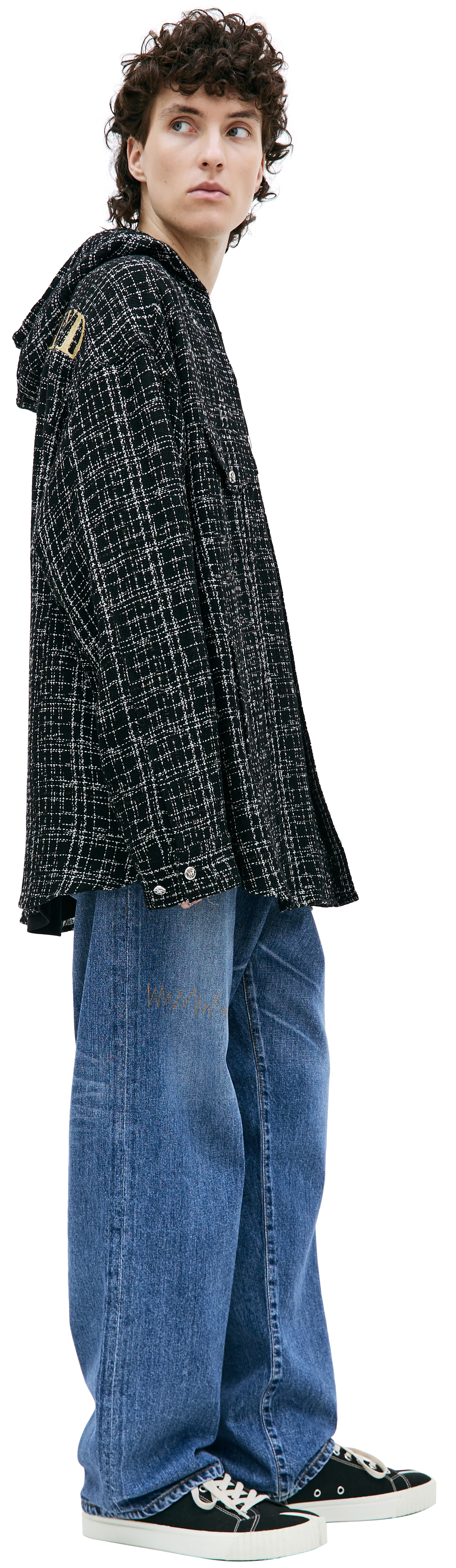 Mastermind WORLD Checkered hooded shirt
