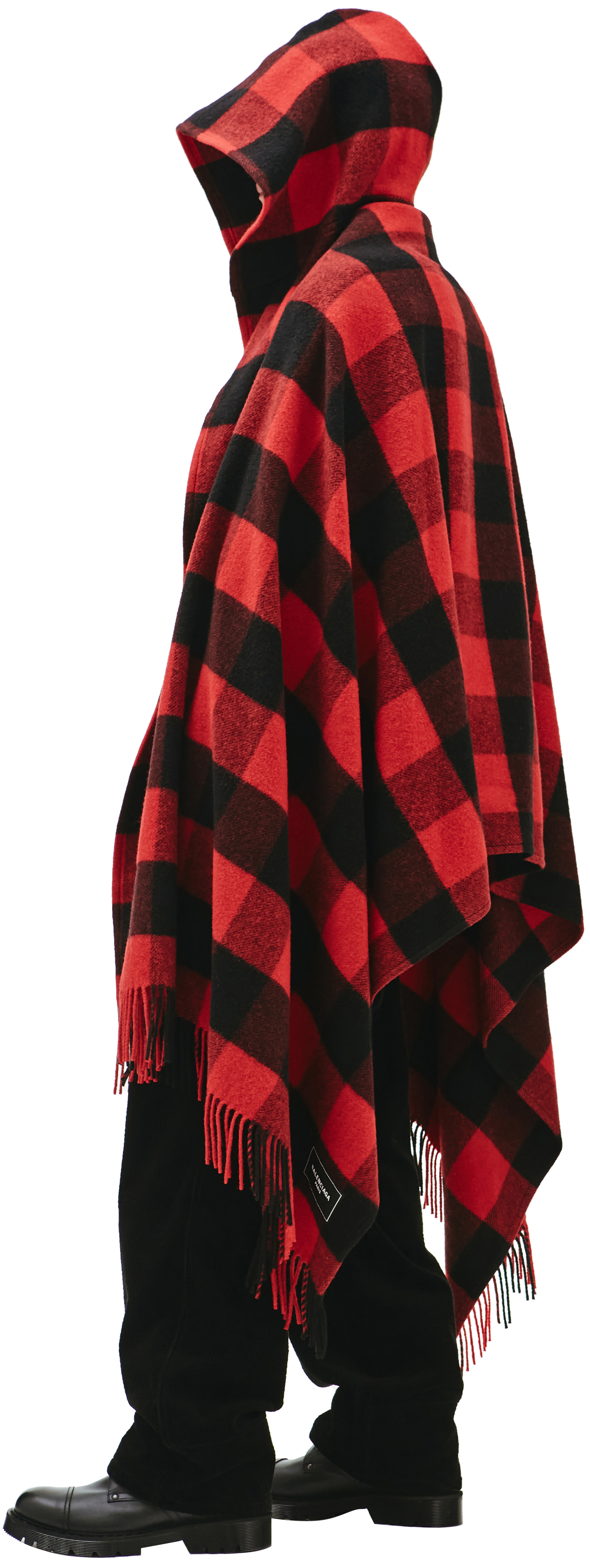 Balenciaga Black & Red Hooded Poncho