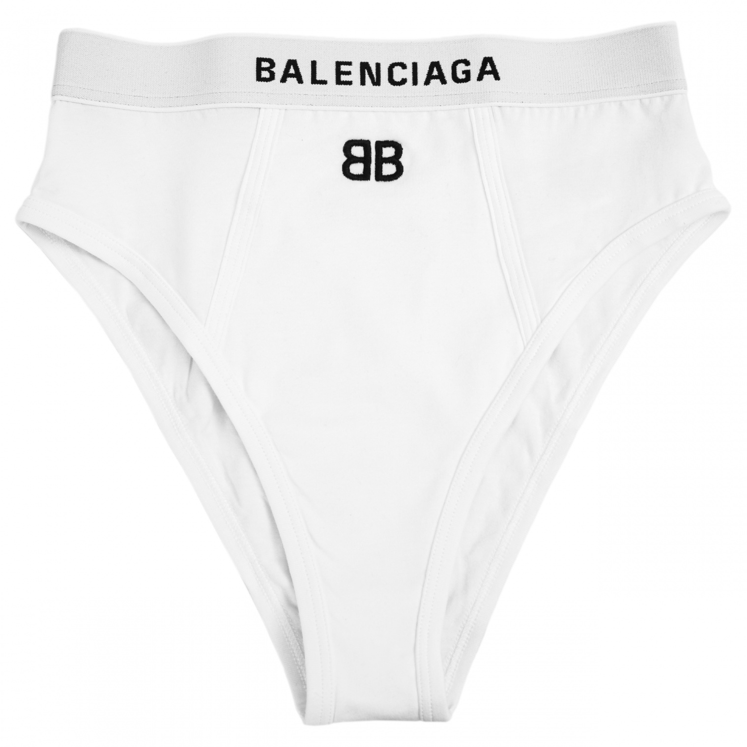 Balenciaga White High Waist Briefs With Logo