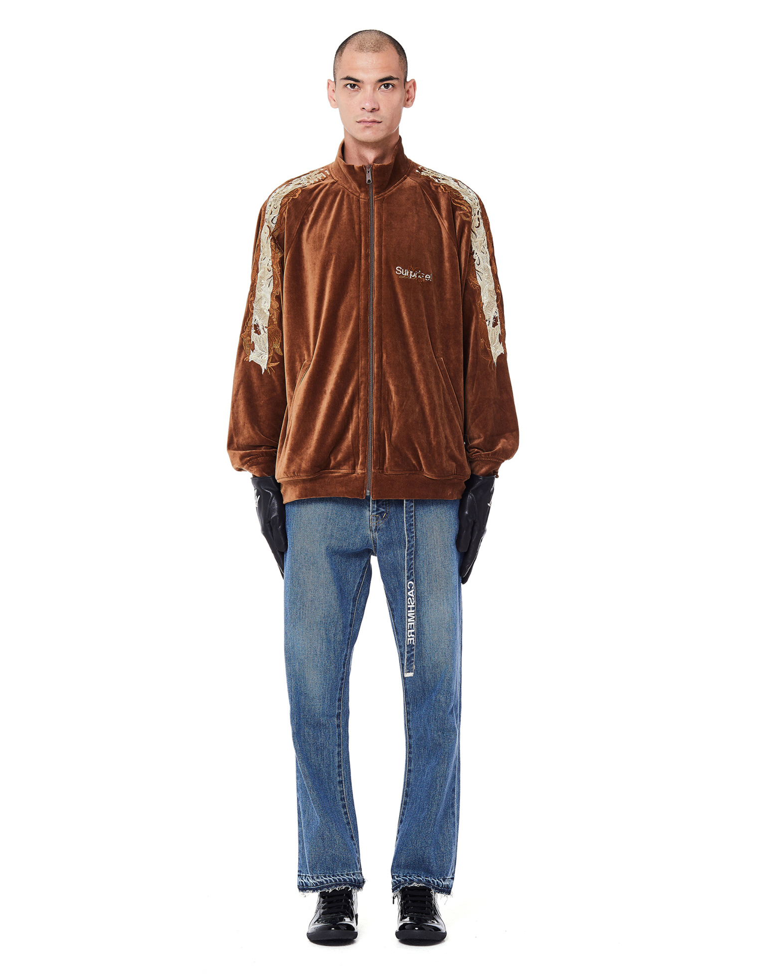 Doublet Brown Embroidered Velour Jacket