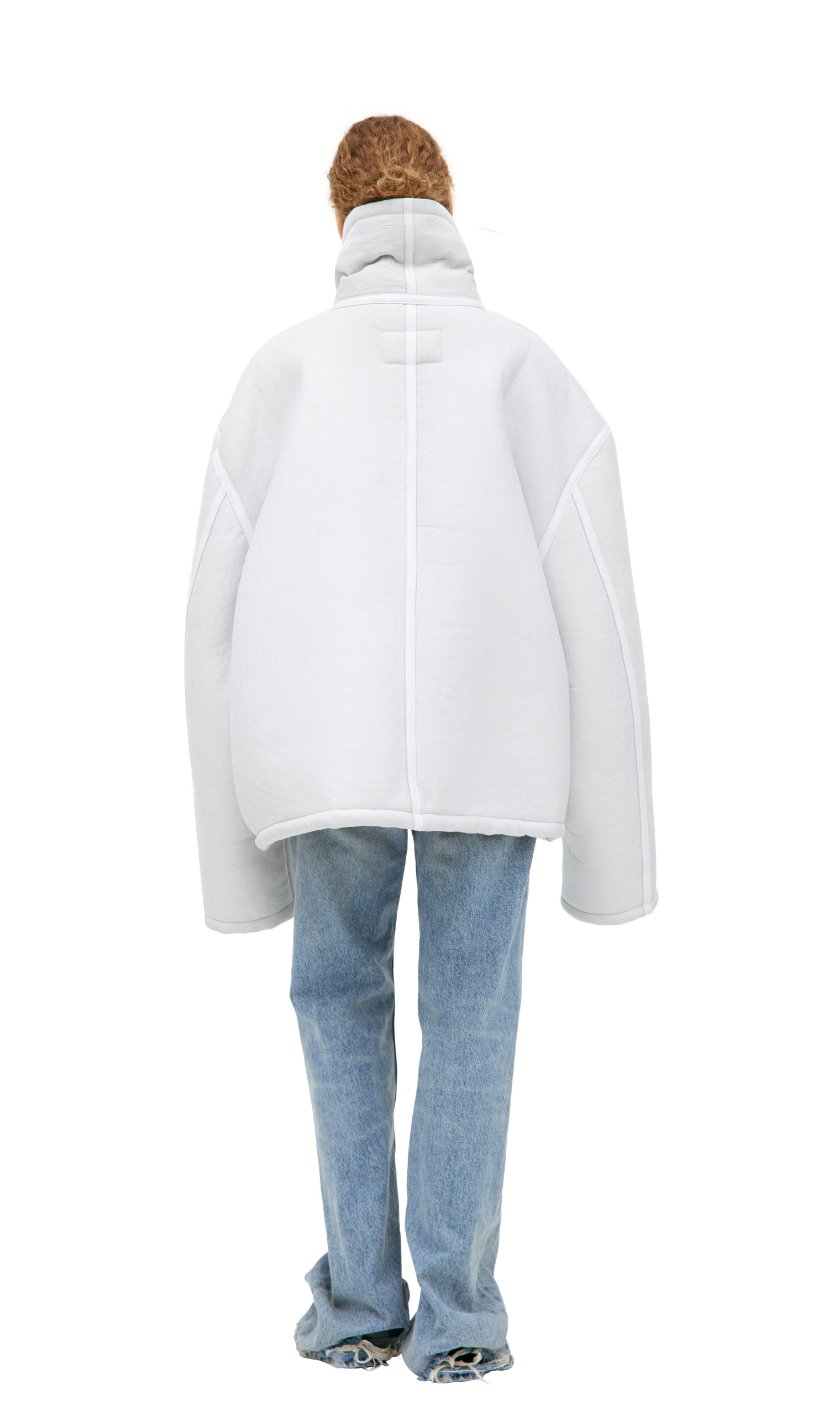 Balenciaga White leather sheepskin coat