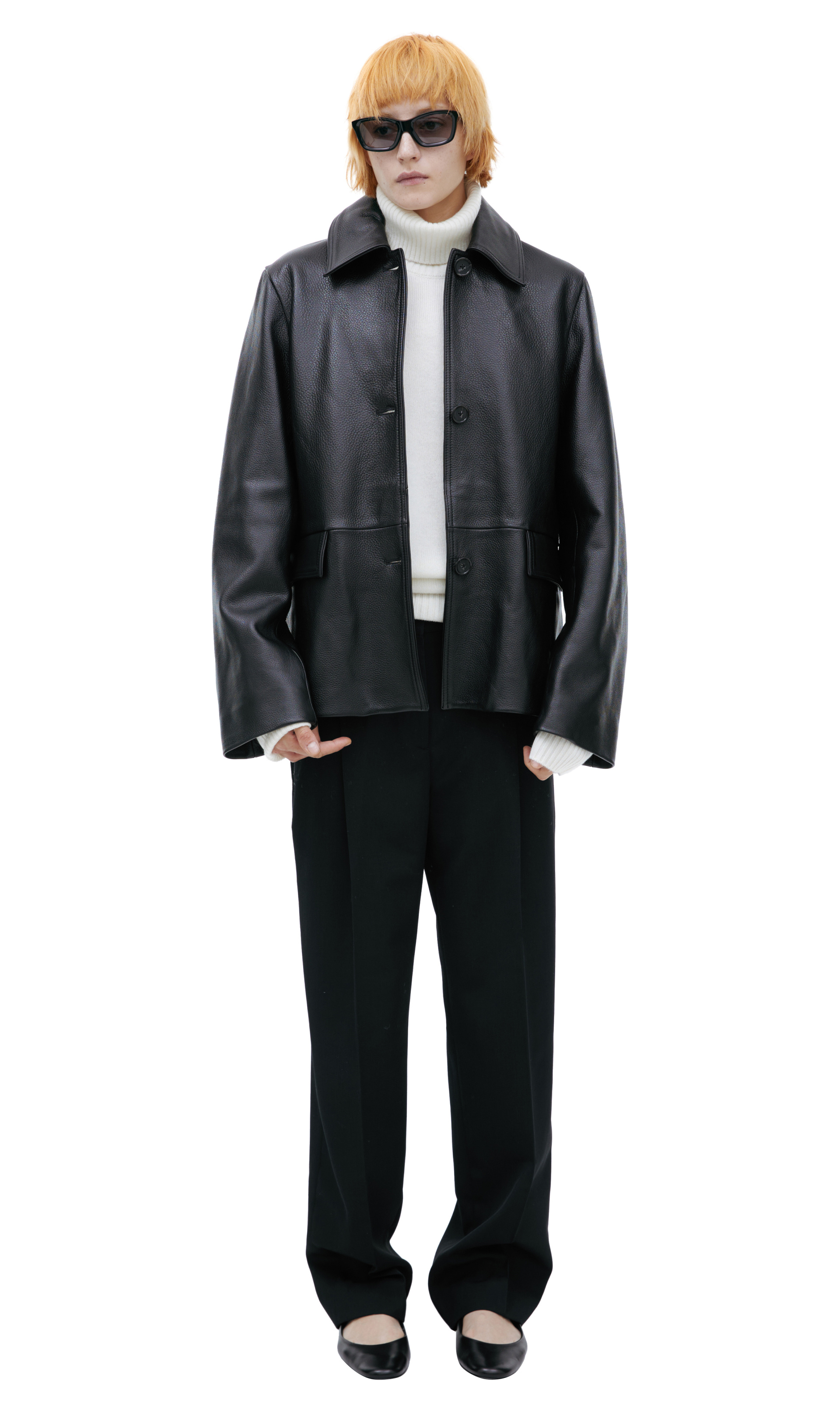 TOTEME Leather jacket with a turn-down collar