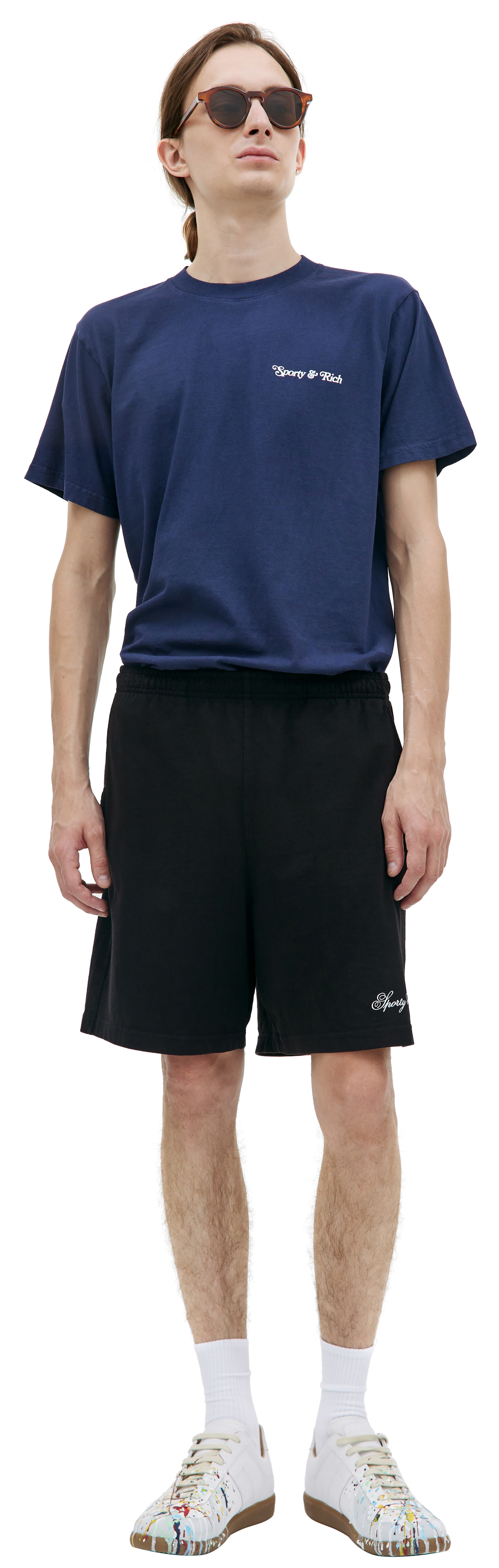 SPORTY & RICH Black Cursive shorts