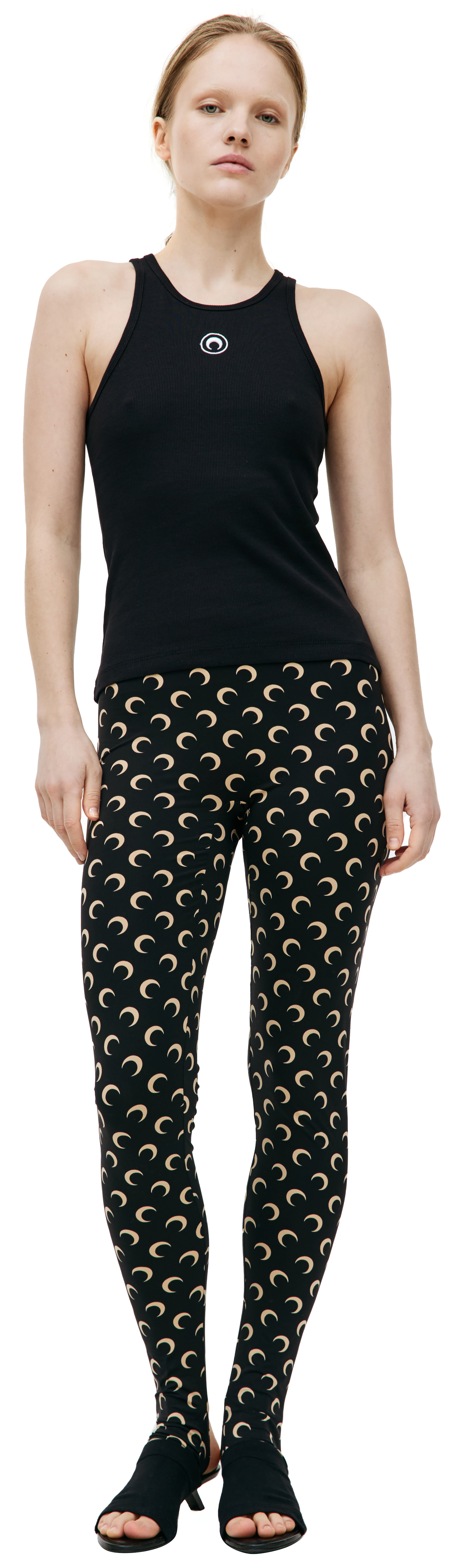 MARINE SERRE Black ribbed tank top