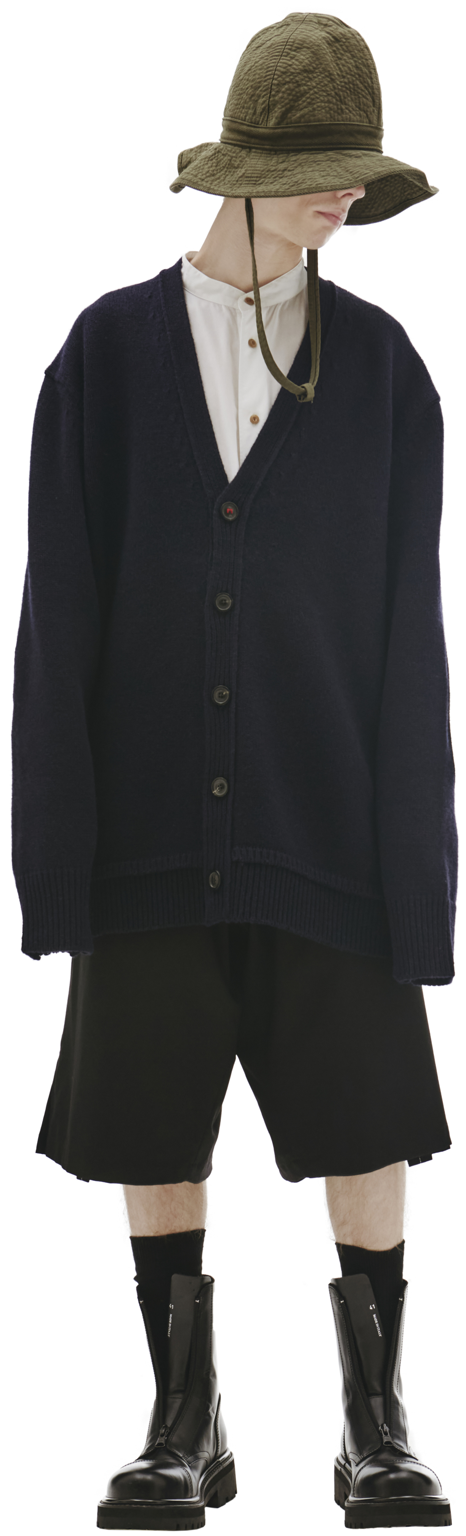 Maison Margiela Navy Blue Wool Cardigan