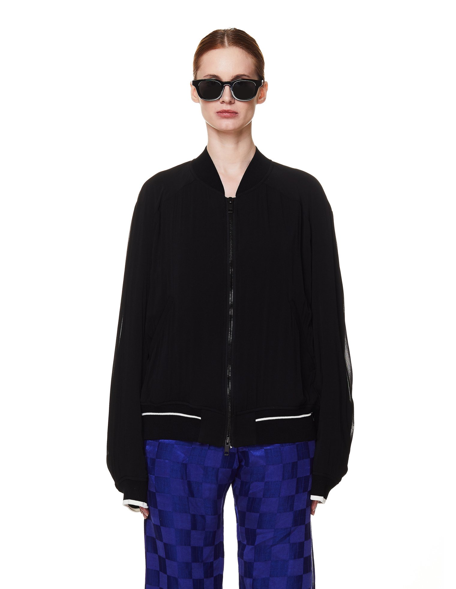 Haider Ackermann Black Silk Bomber Jacket