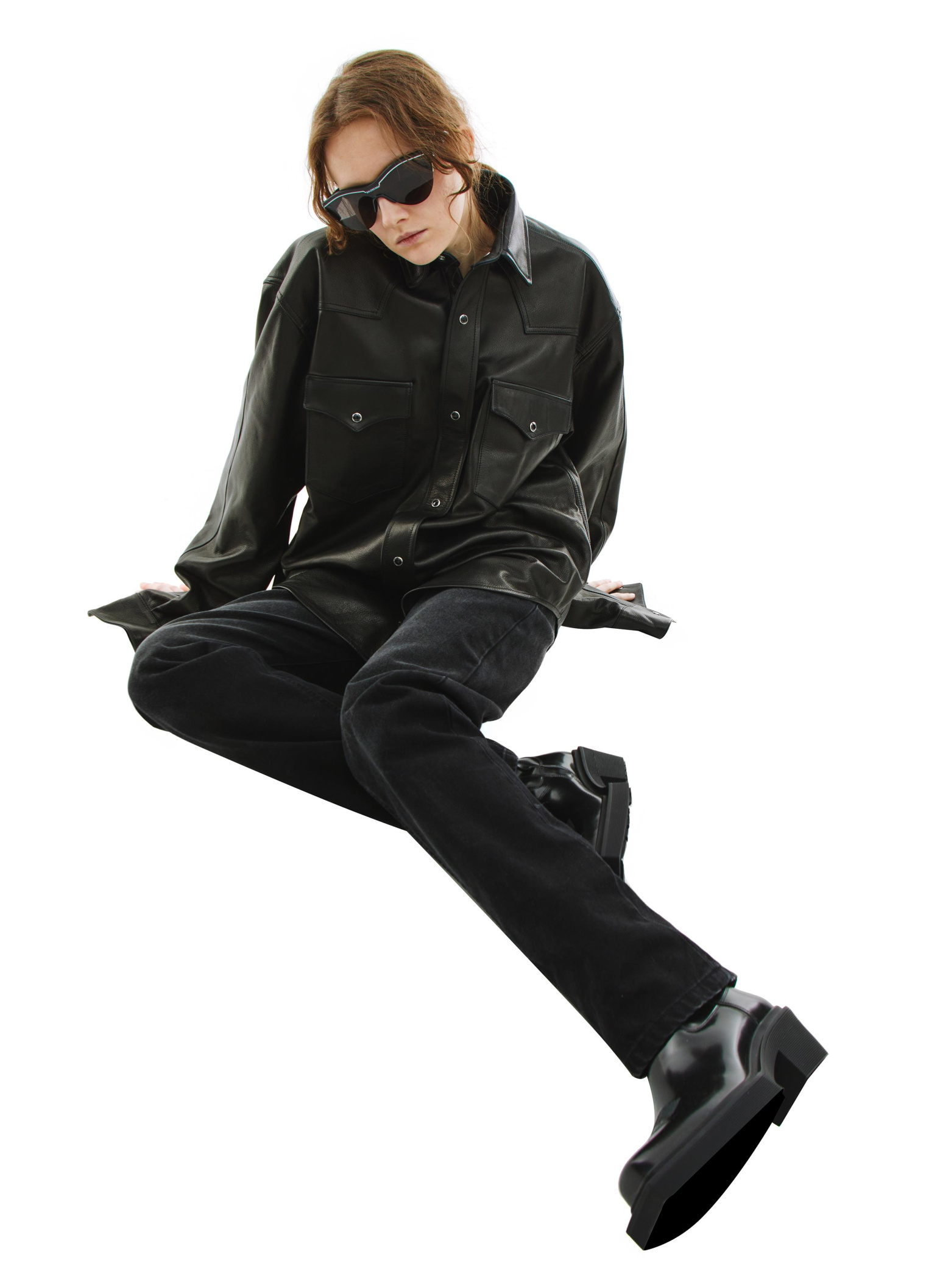 VTMNTS Black Leather Shirt