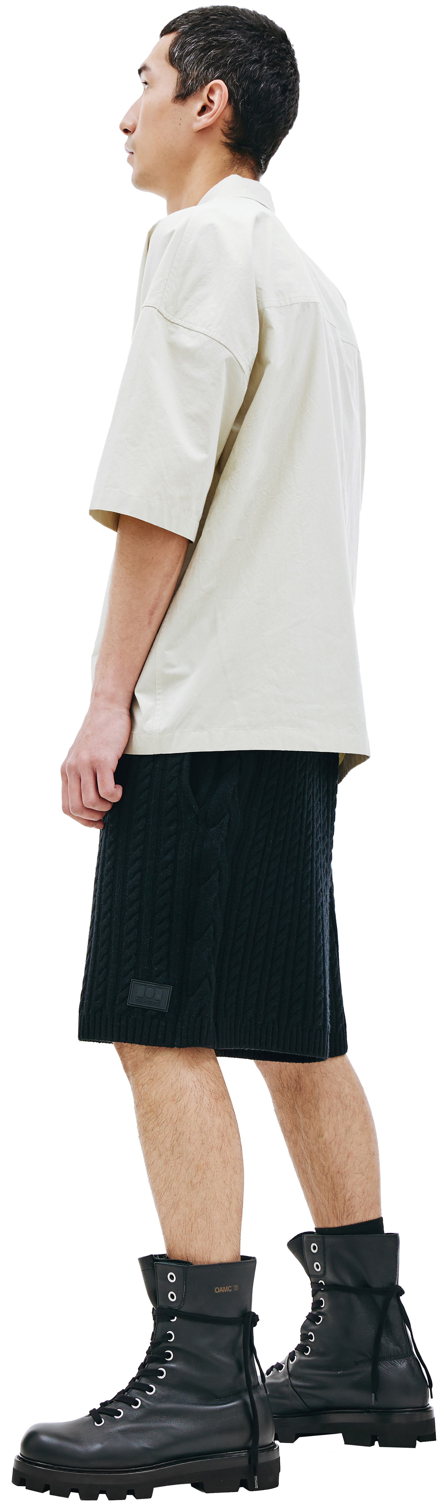 Buy Jil Sander men beige zip up short sleeve shirt for $720 online 