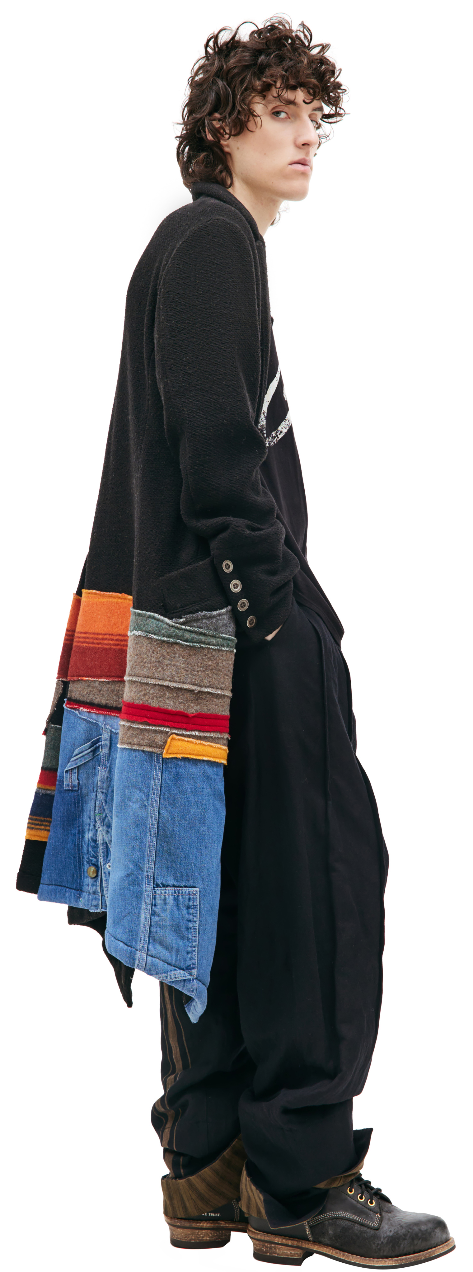 Greg Lauren Wool patchwork coat