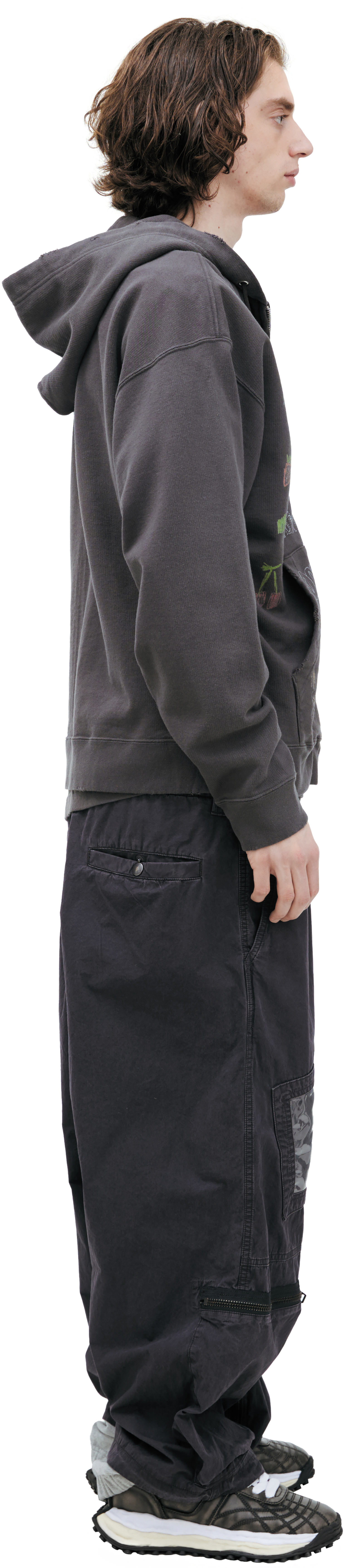 Buy Maison Mihara Yasuhiro men dark grey zip-up hoodie for $730