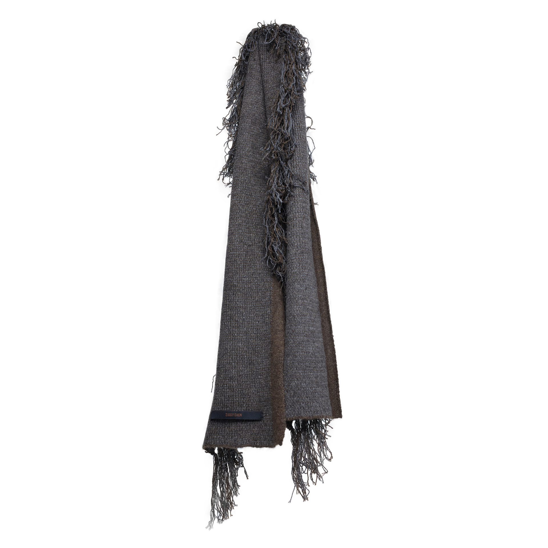 Ziggy Chen Brown scarf with fringe