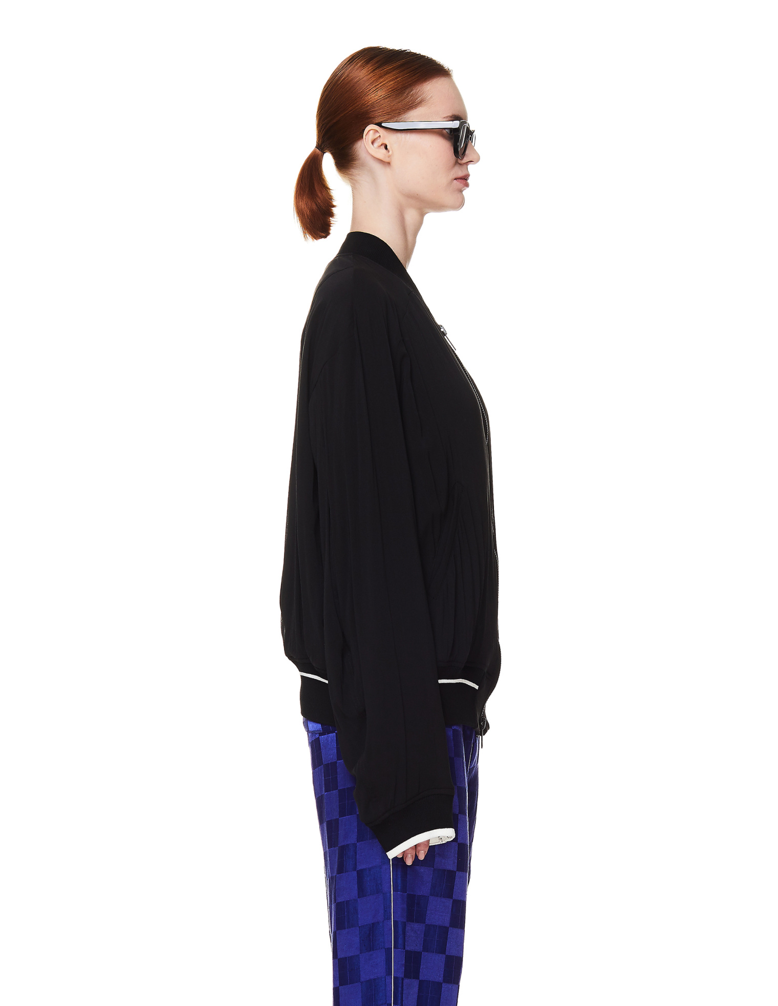 Haider Ackermann Black Silk Bomber Jacket