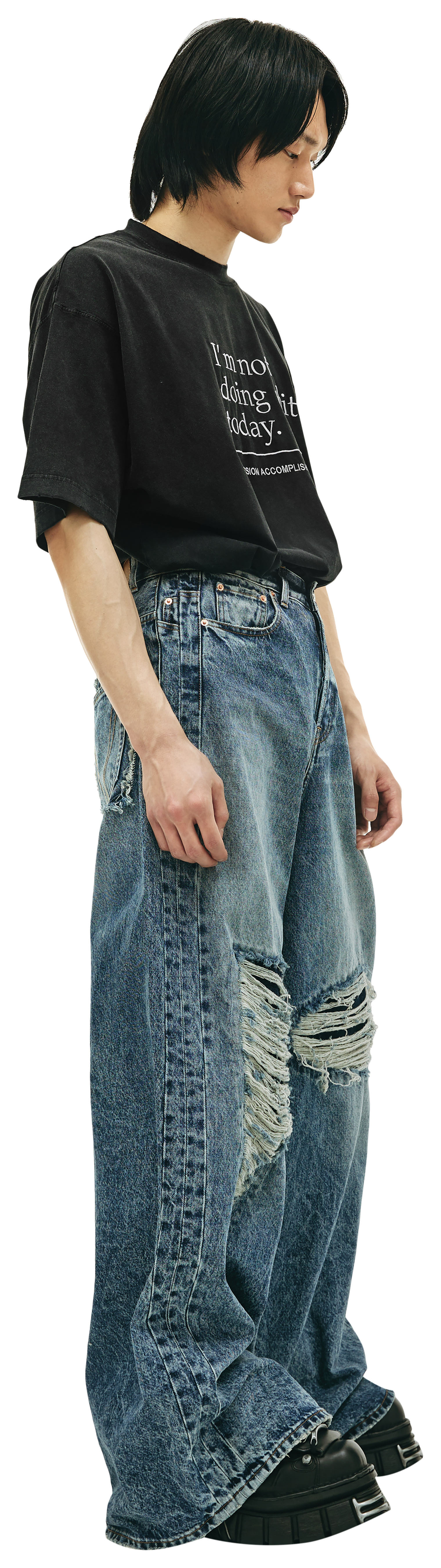 VETEMENTS Distressed wide-leg jeans