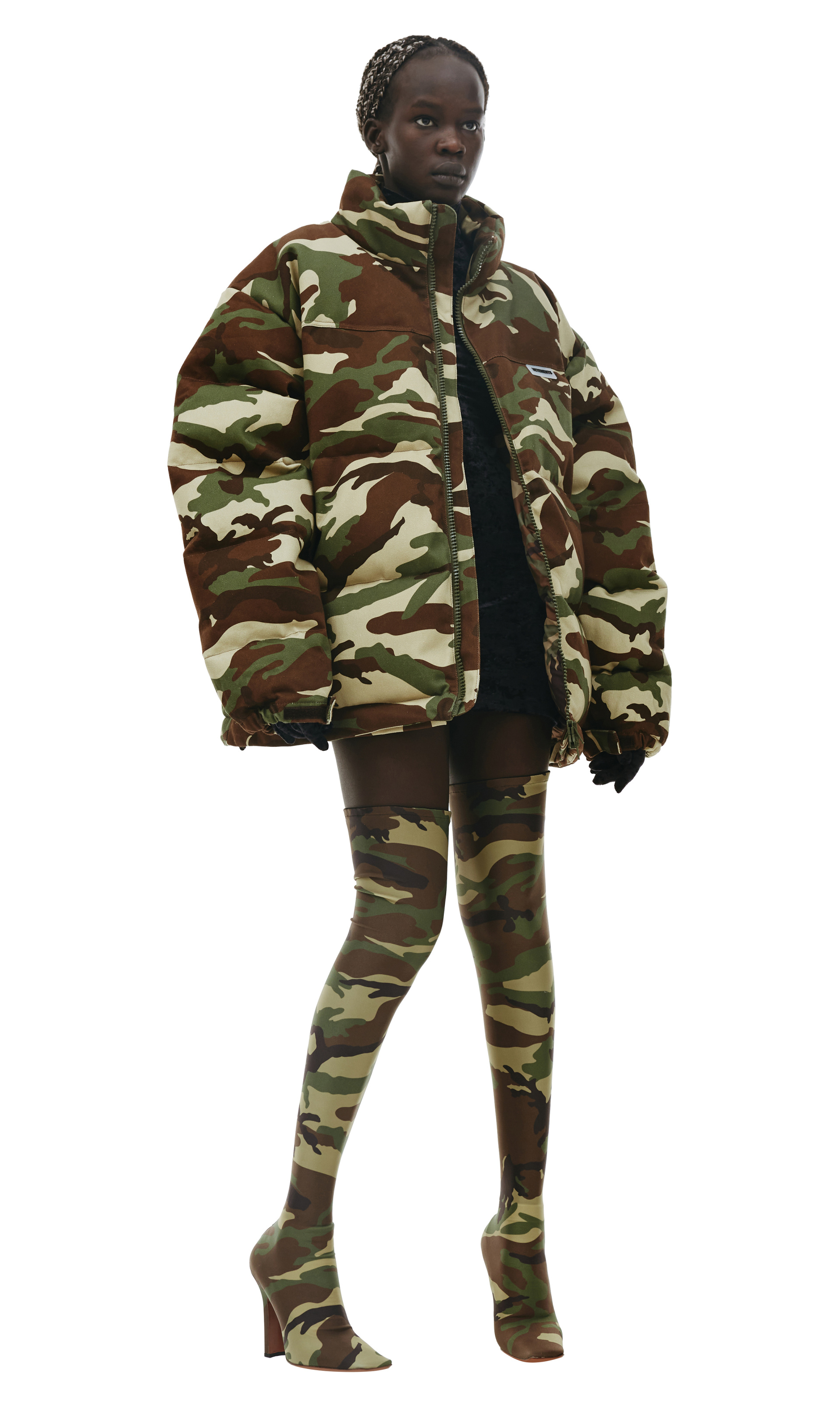 VETEMENTS Camouflage over-the-knee boots