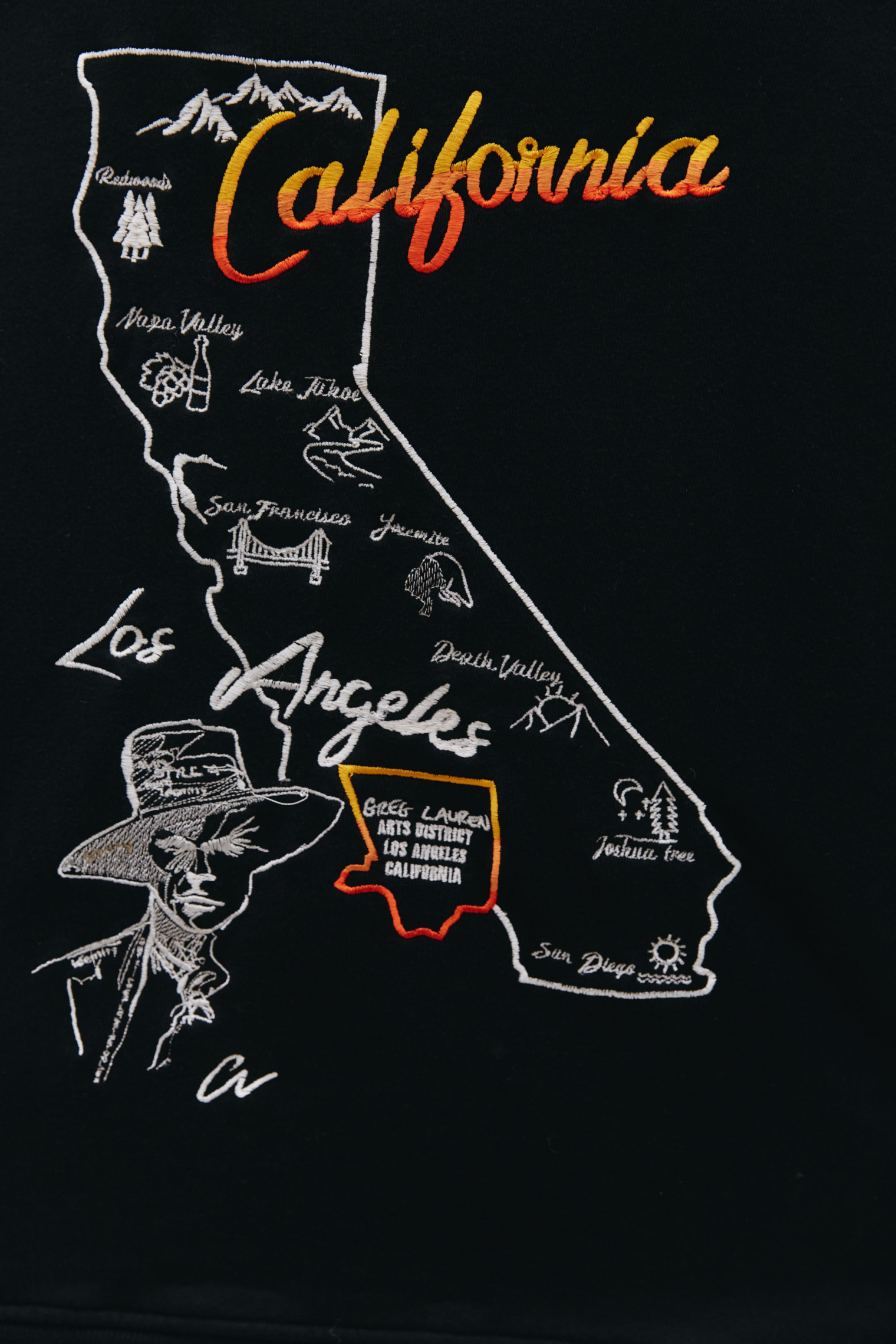 Greg Lauren Embroidered Map Hoodie