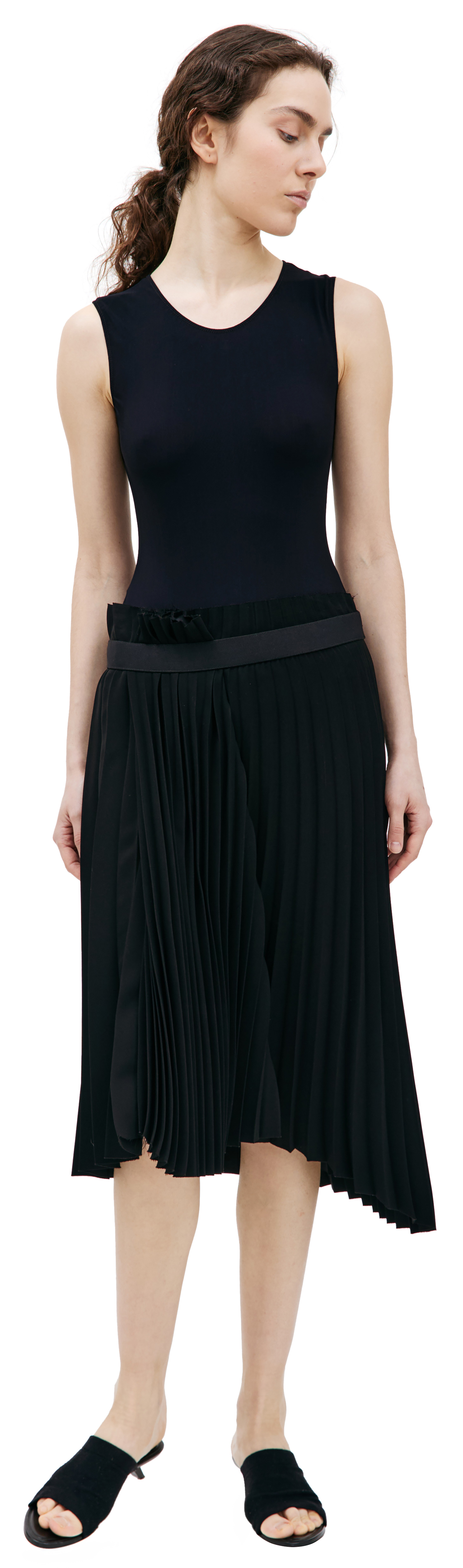 Balenciaga Fancy Black Pleated Skirt