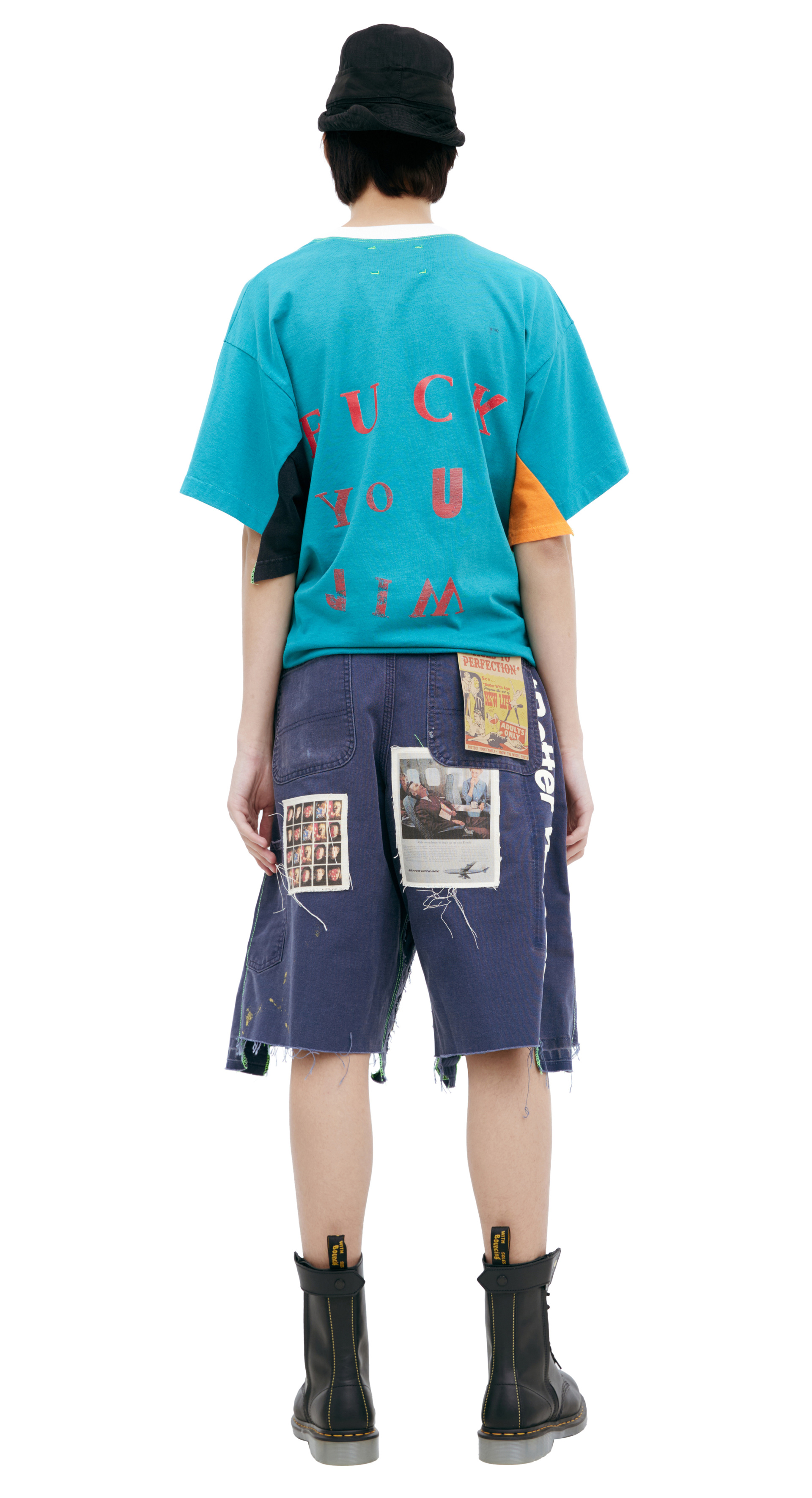 BETTER WITH AGE Patch denim shorts