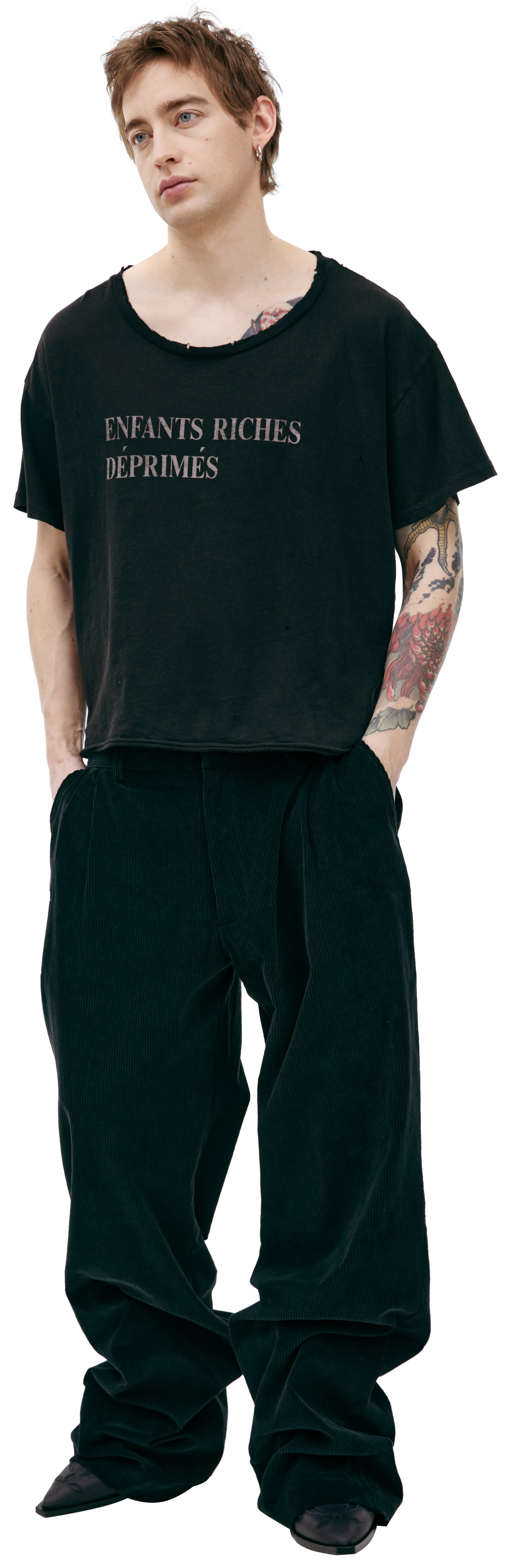 Enfants Riches Déprimés Ripped logo t-shirt