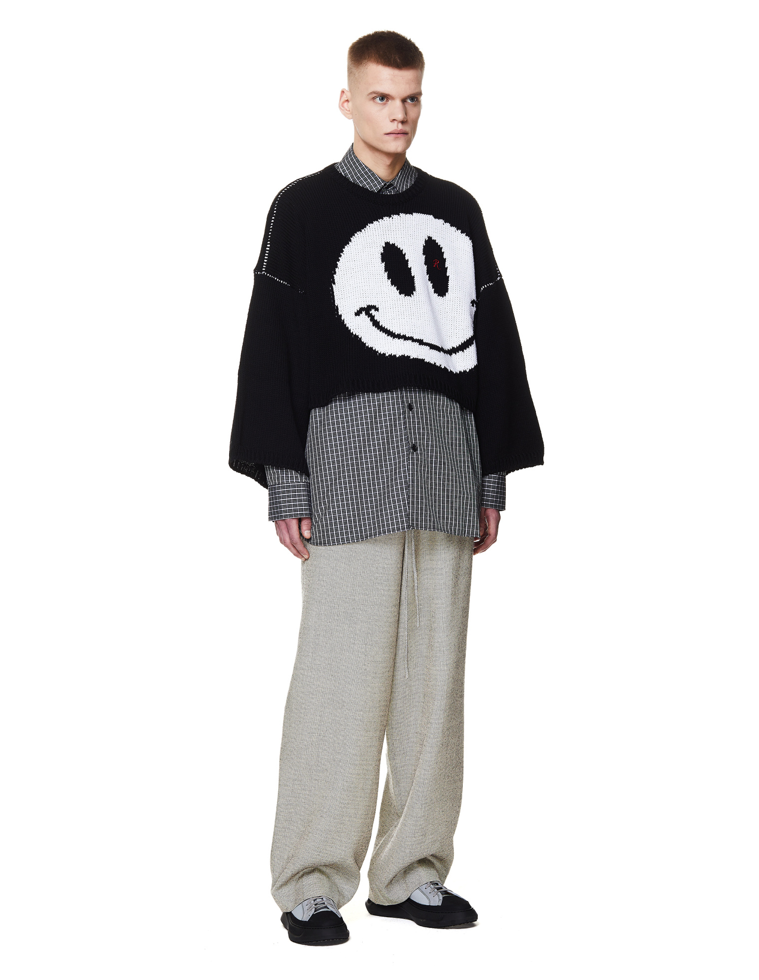 Raf Simons Smiley Face Jacquard Oversized Sweater