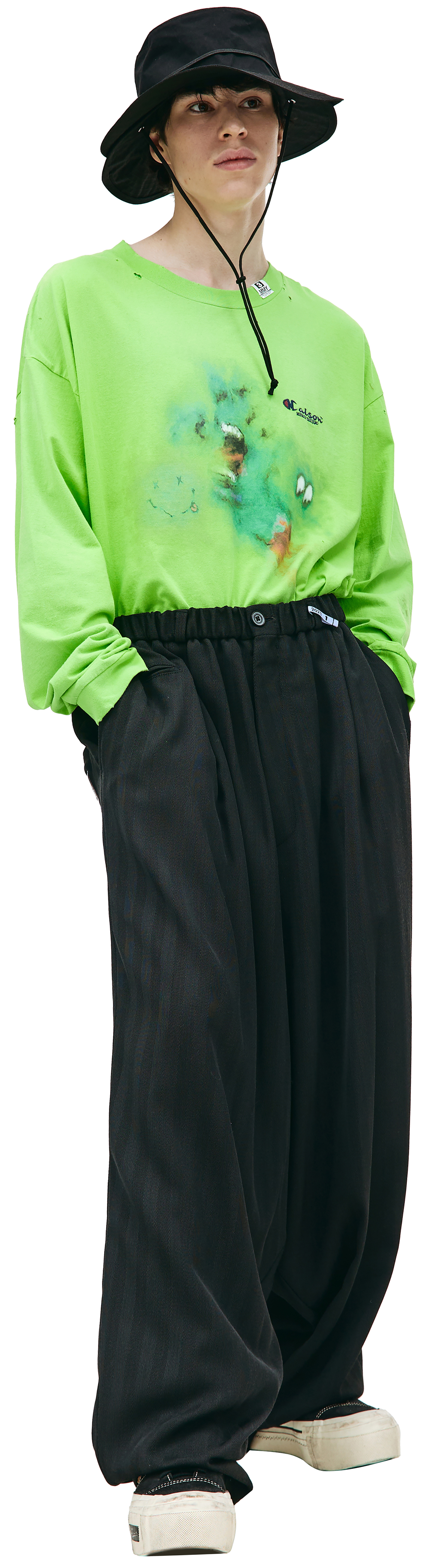 Maison Mihara Yasuhiro Wrapped-waist herringbone trousers