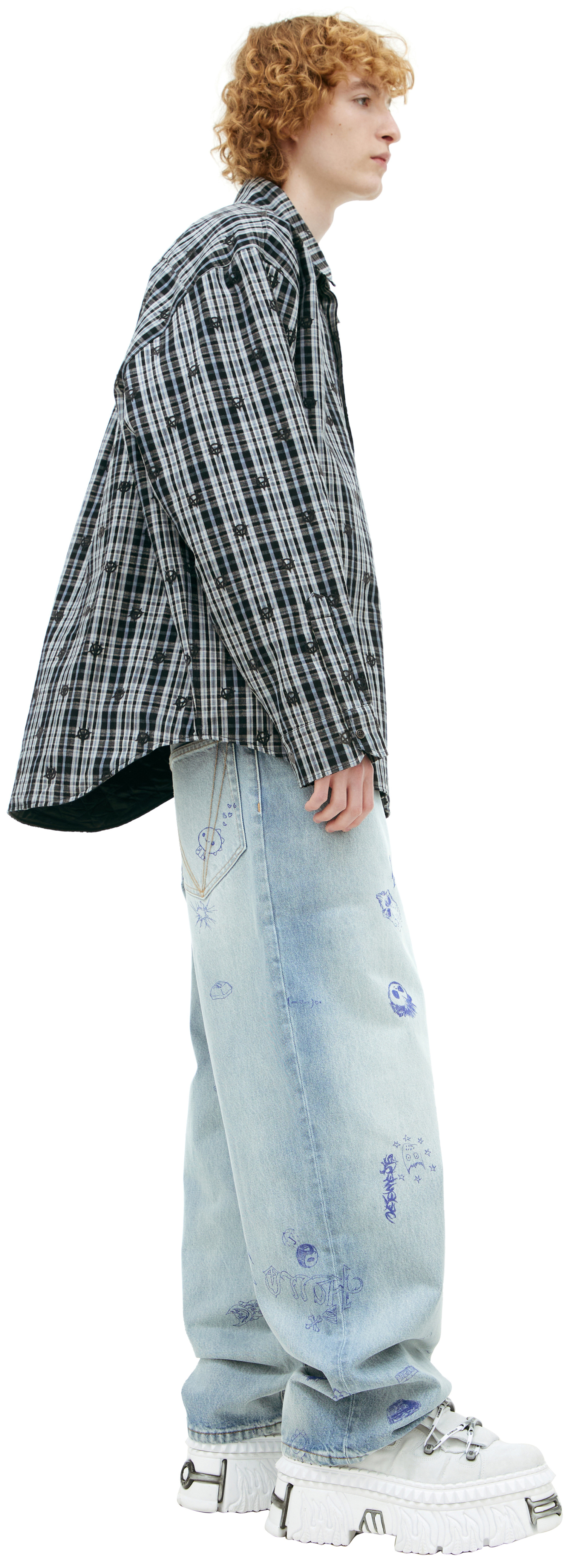 VETEMENTS Logo Embroidered plaid shirt