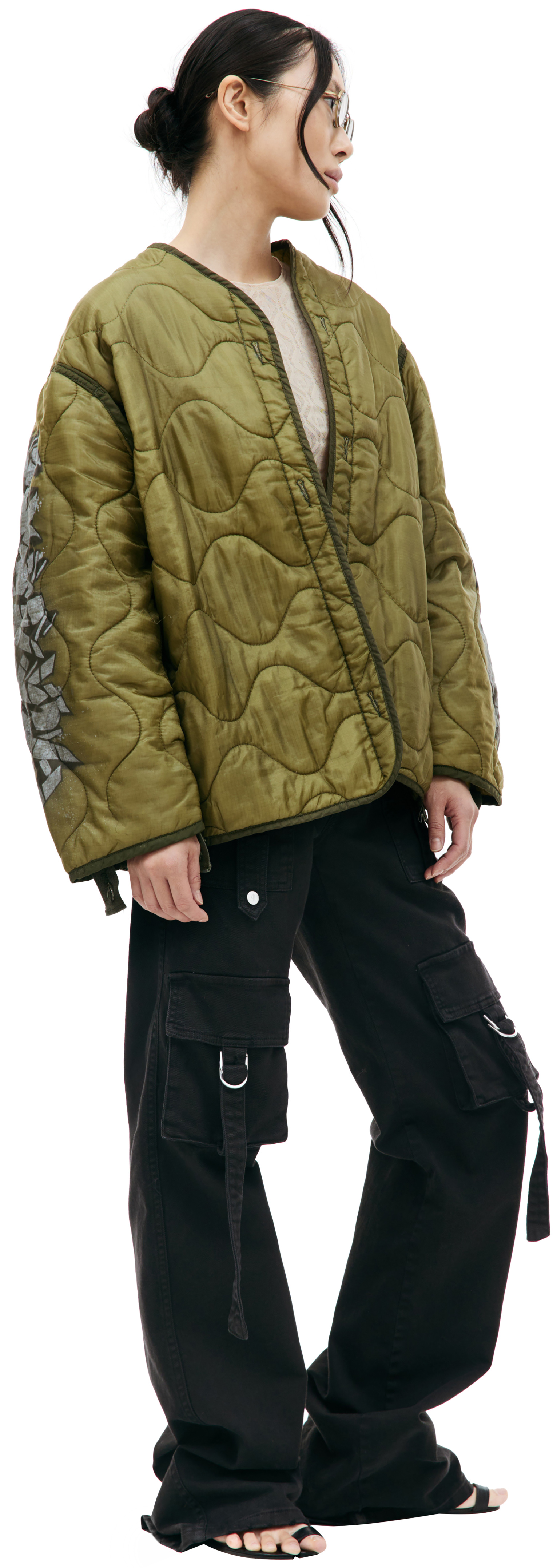 Children of the discordance Quilted jacket with graffiti print