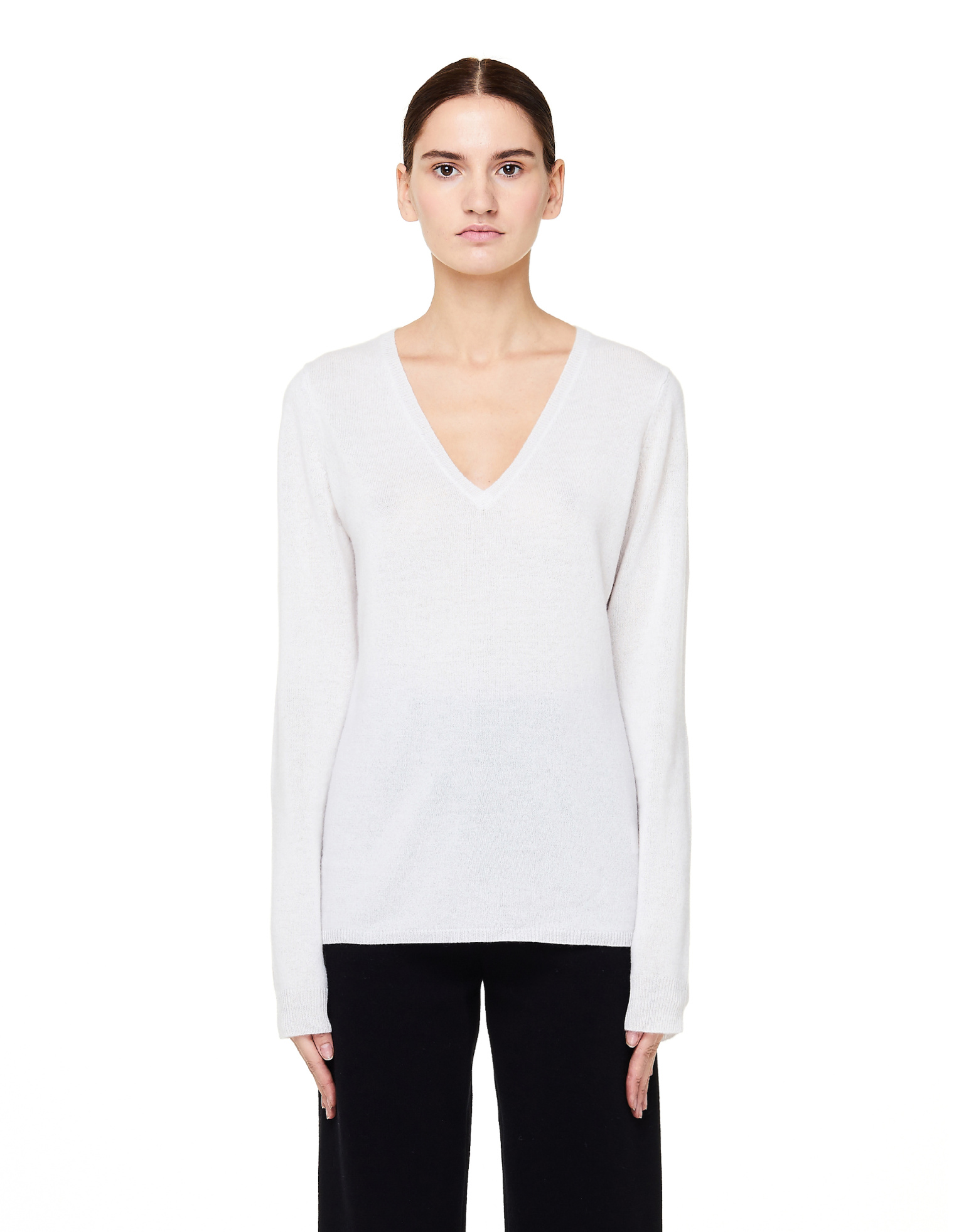 James Perse White Cashmere V-Neck Sweater