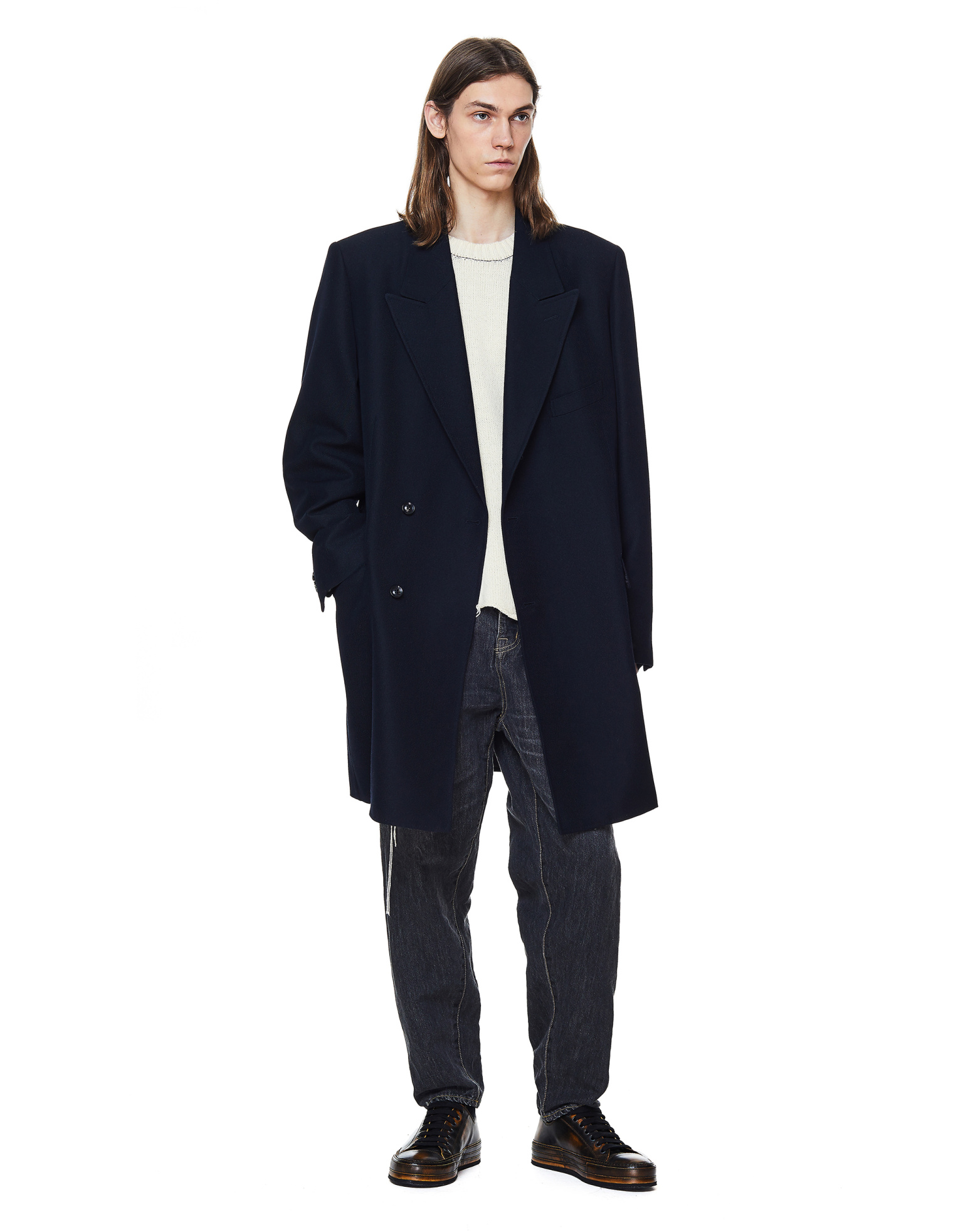 Doublet Navy Blue Jaws Printed Coat