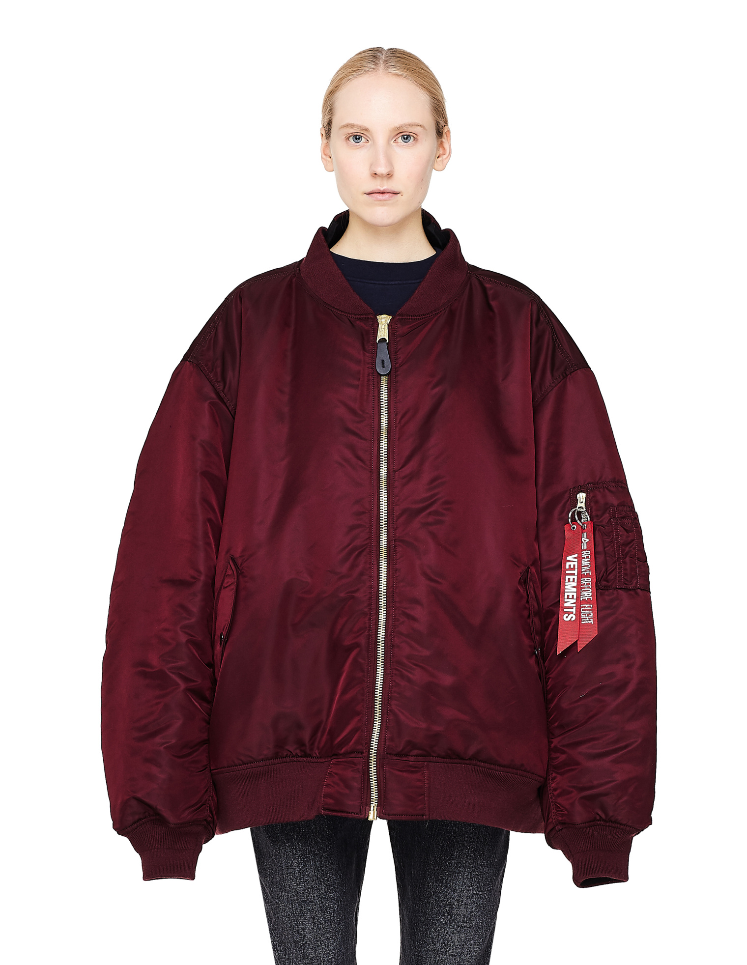 VETEMENTS Burgundy Alpha Industries Bomber Jacket