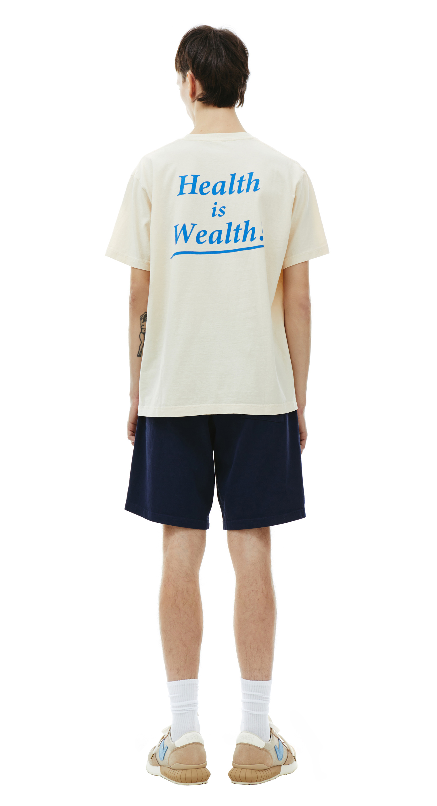 SPORTY & RICH Beige \'Health is Wealth\' T-Shirt