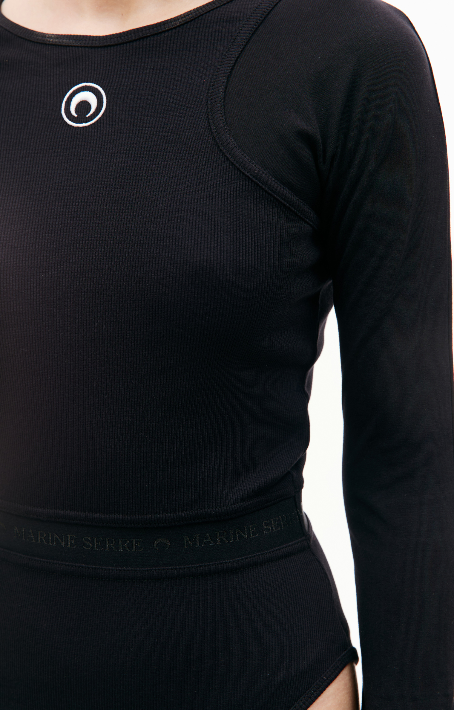 MARINE SERRE Black embroidered bodysuit