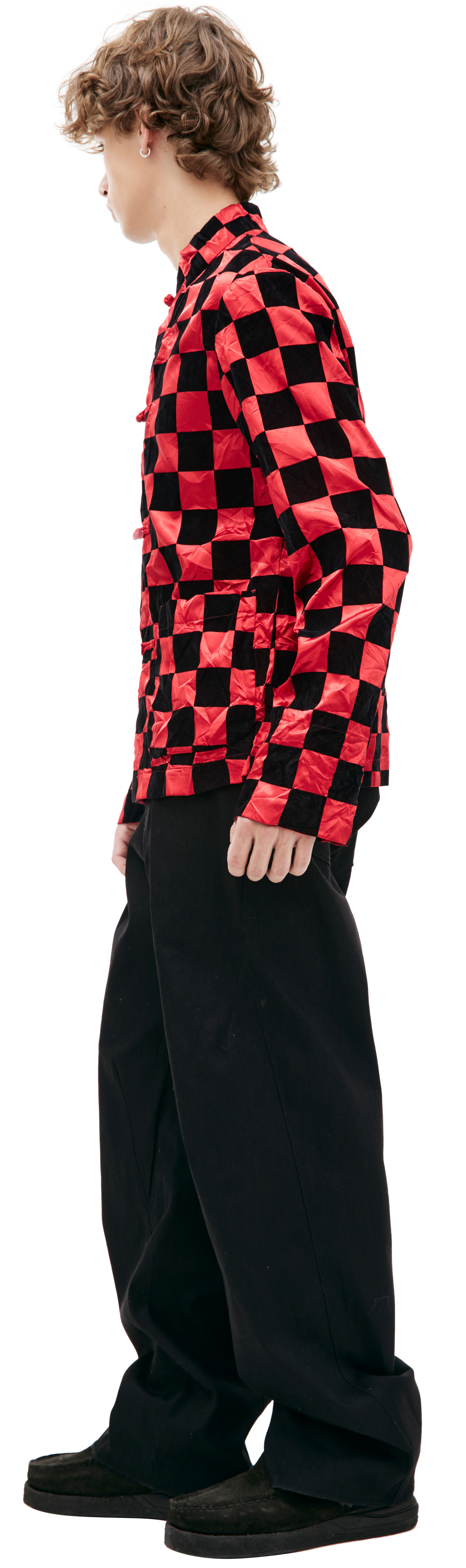 Comme des Garcons Checkered jacket with stand-up collar