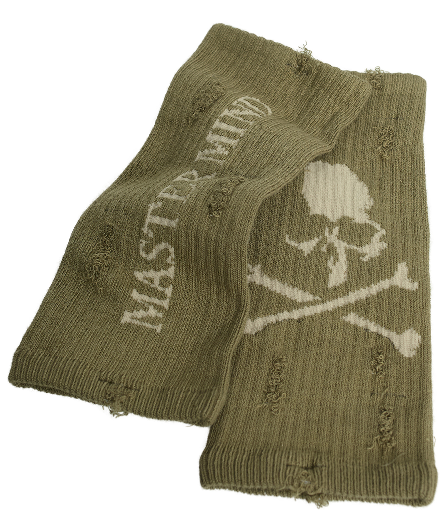 Mastermind WORLD Перчатки-MW25S14-AC006/OLIVE миттенки, рваные, вышивка лого, хаки