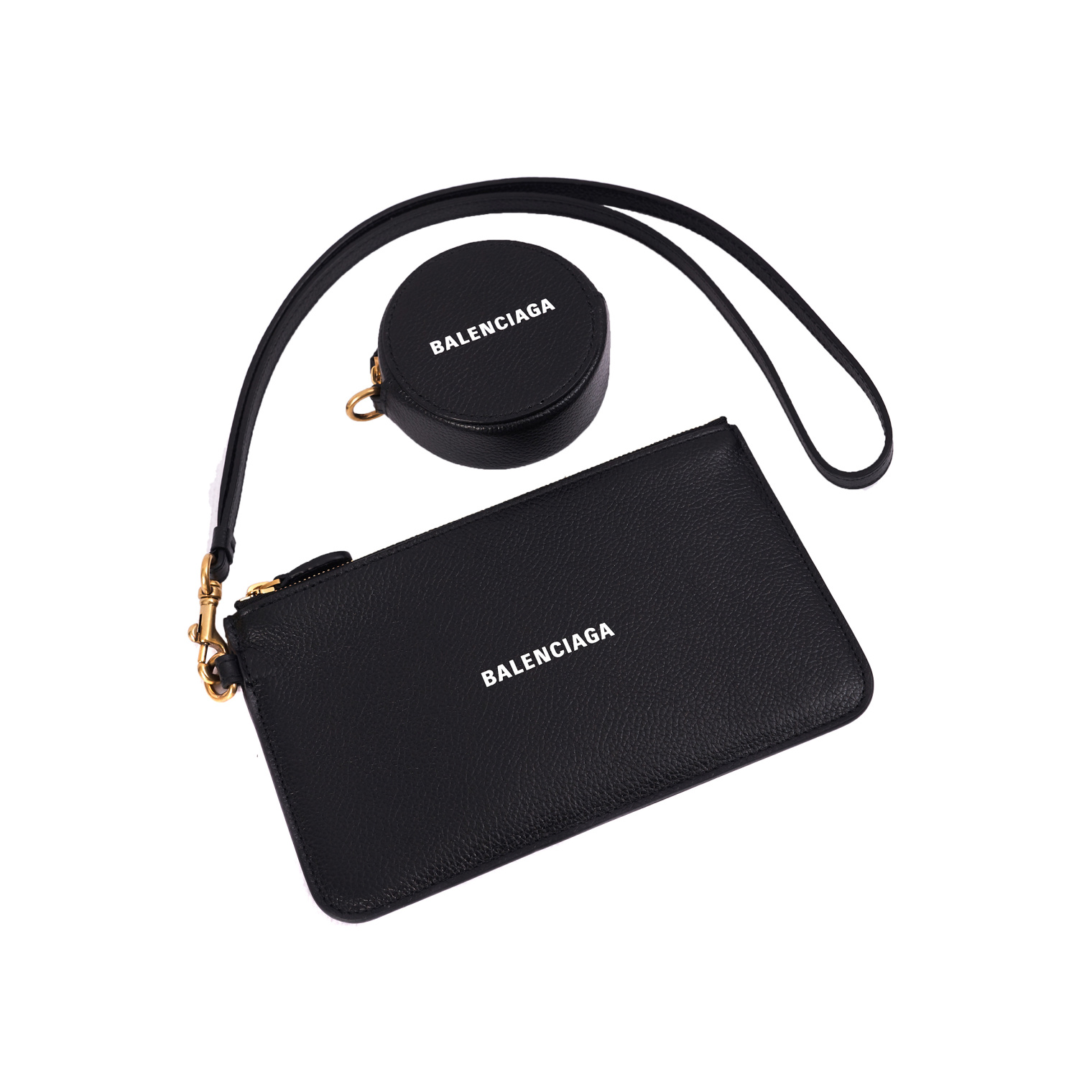 Balenciaga Cash Wallet in Black Grained Leather