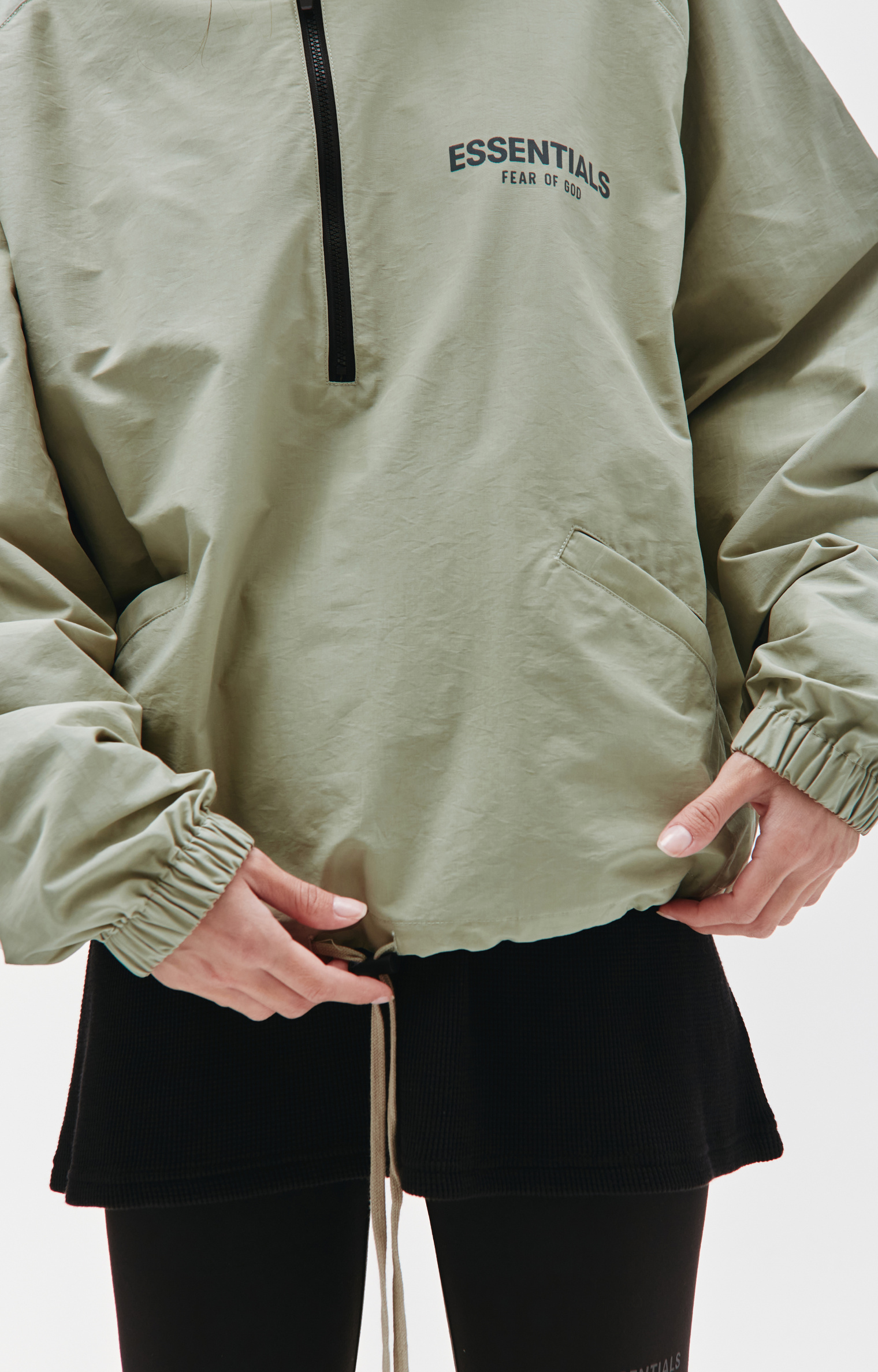 Fear of God Essentials HALF ZIP TRACK JACKET in Green