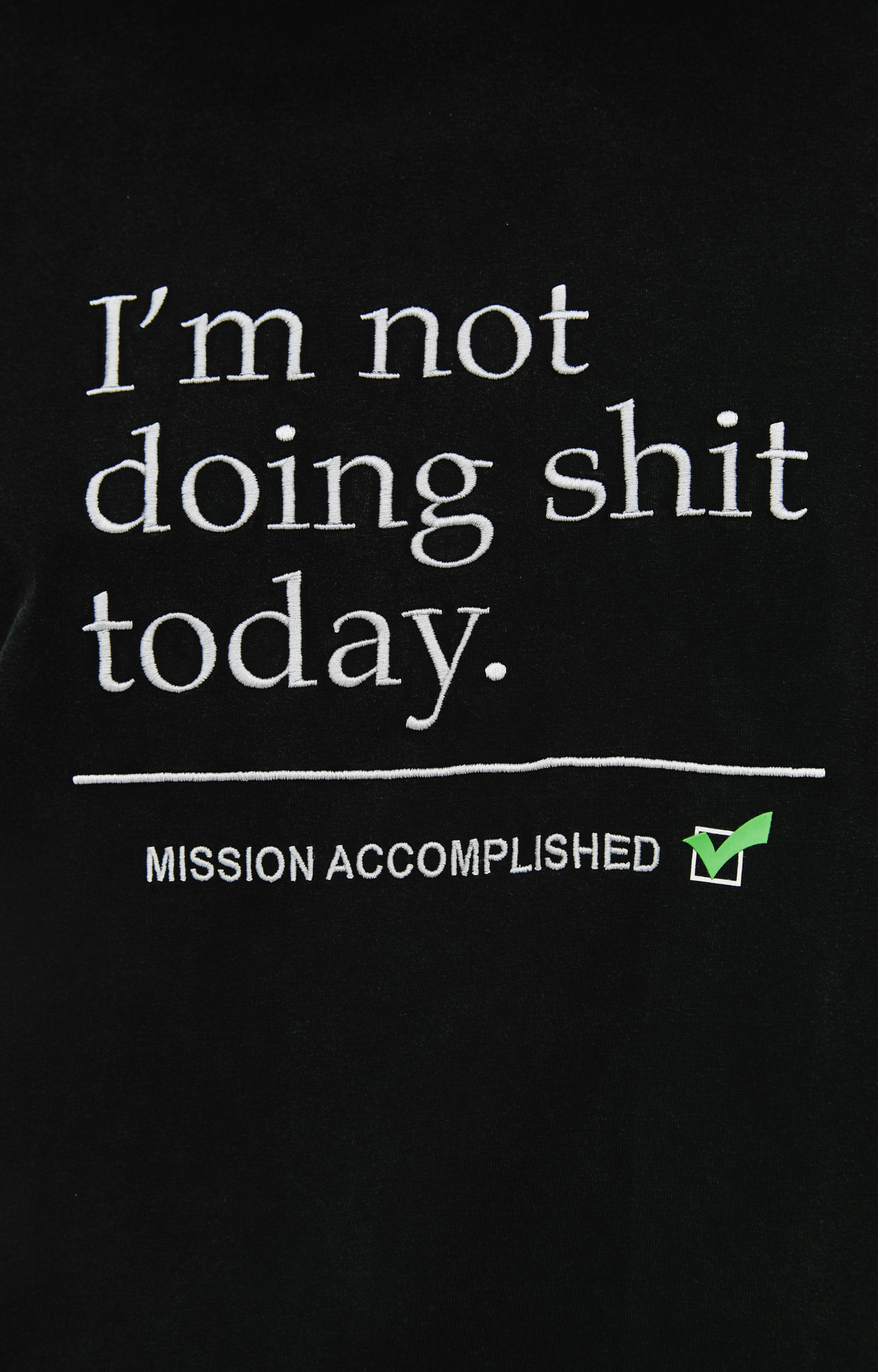 VETEMENTS Black \'I\'m Not Doing Shit Today\' t-shirt