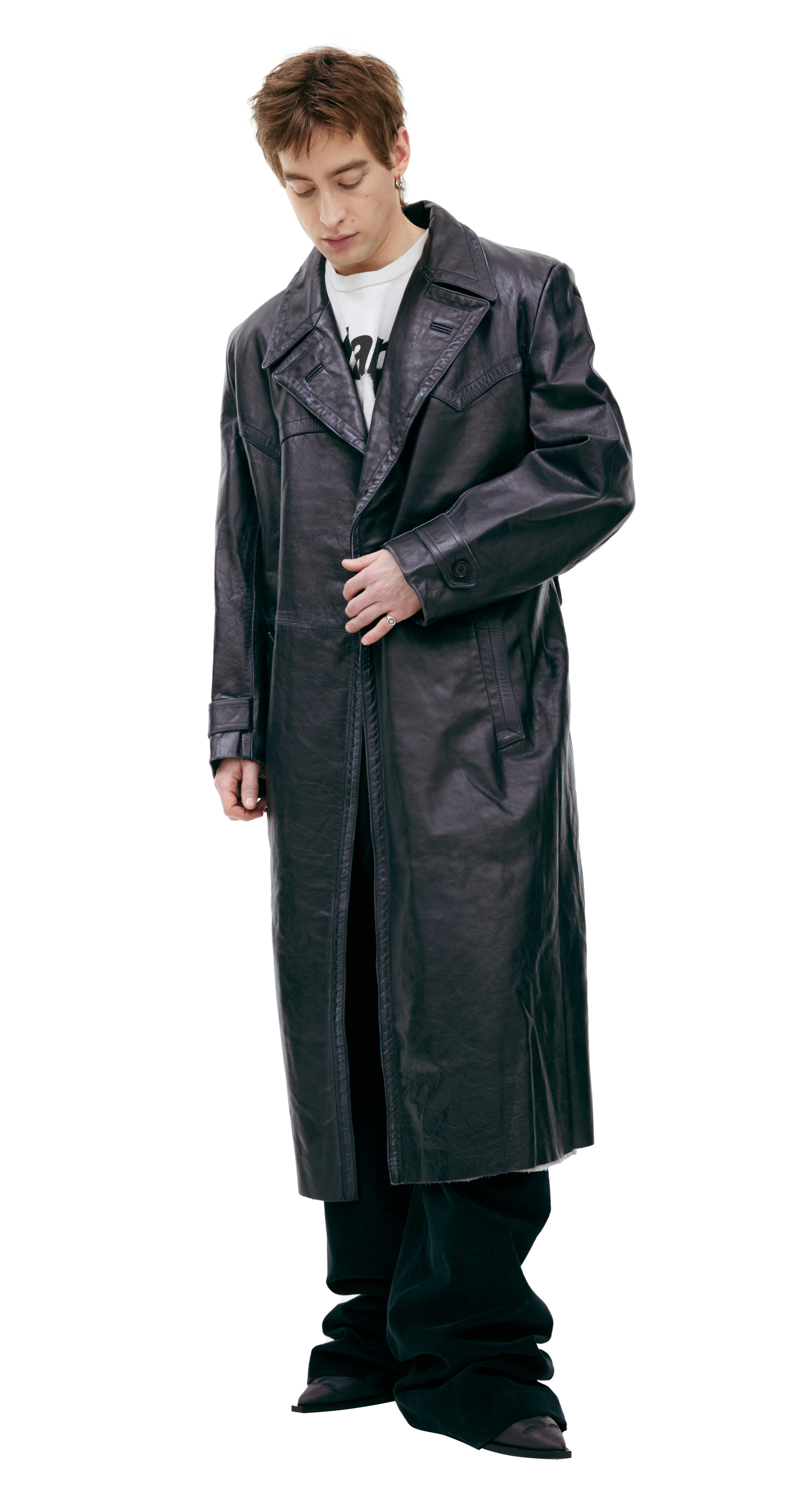 Enfants Riches Déprimés Leather trench coat with belt