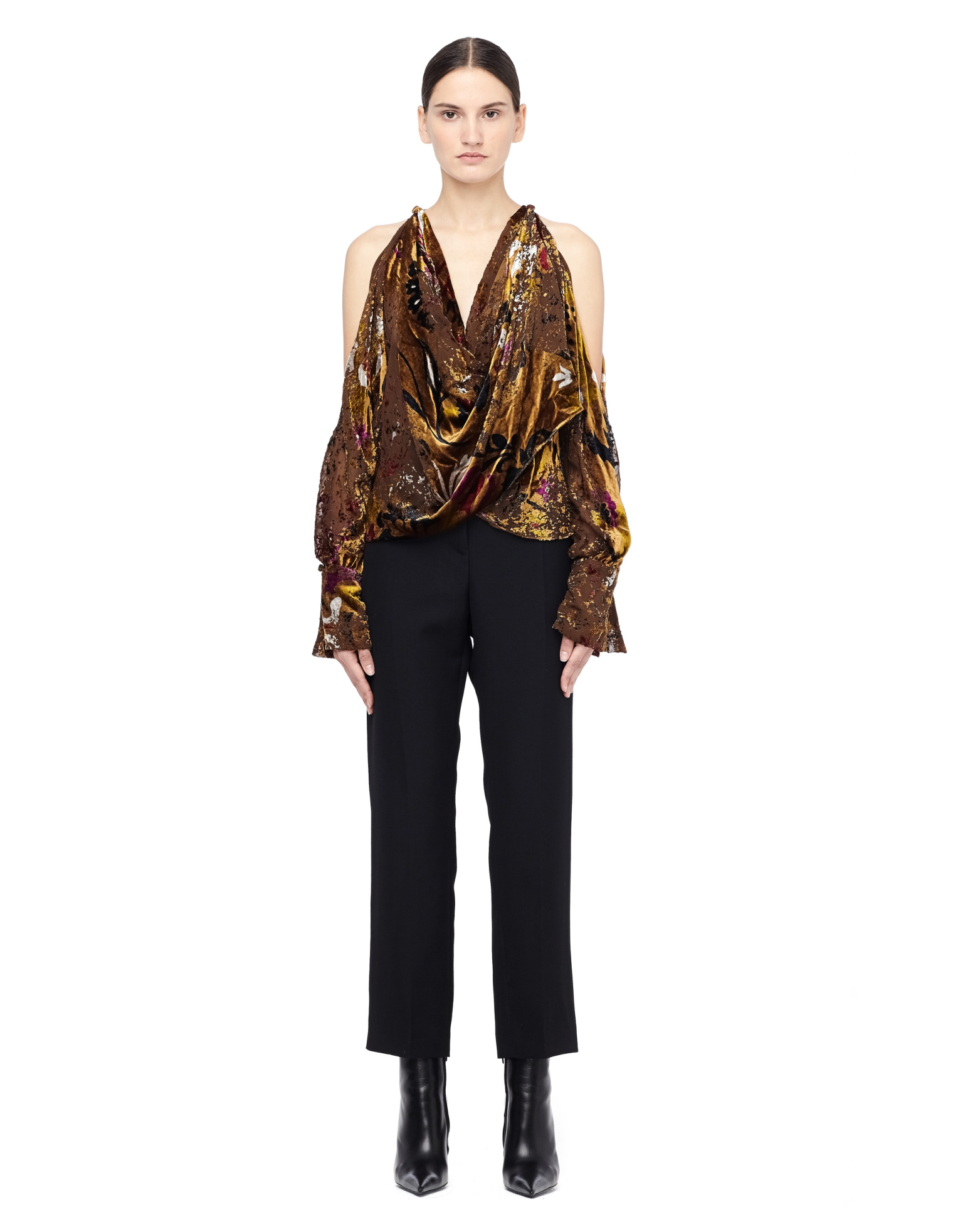 Urban Zen Velvet Blouse with Open Shoulders