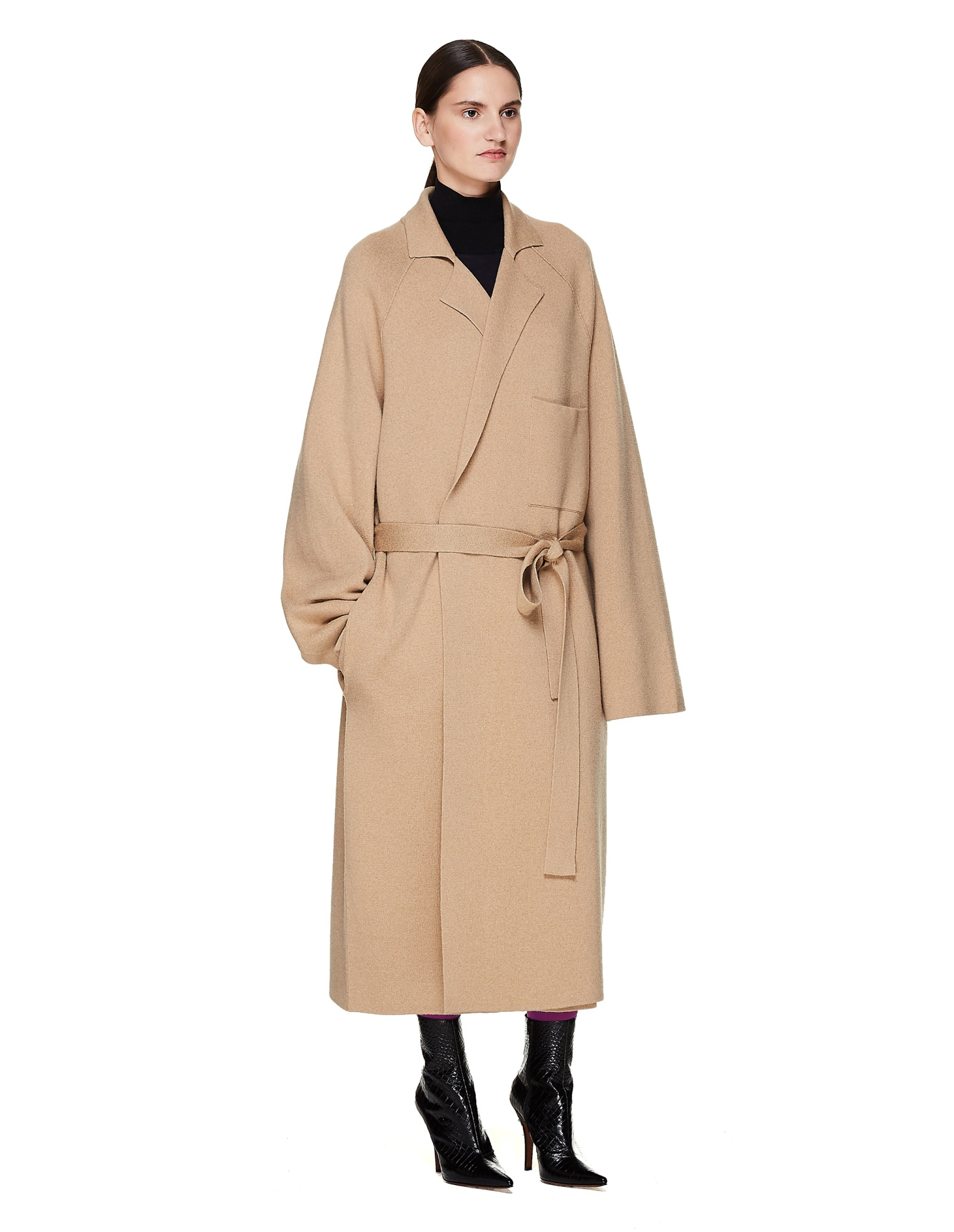 Haider Ackermann Beige Knitted Wool & Cashmere Coat