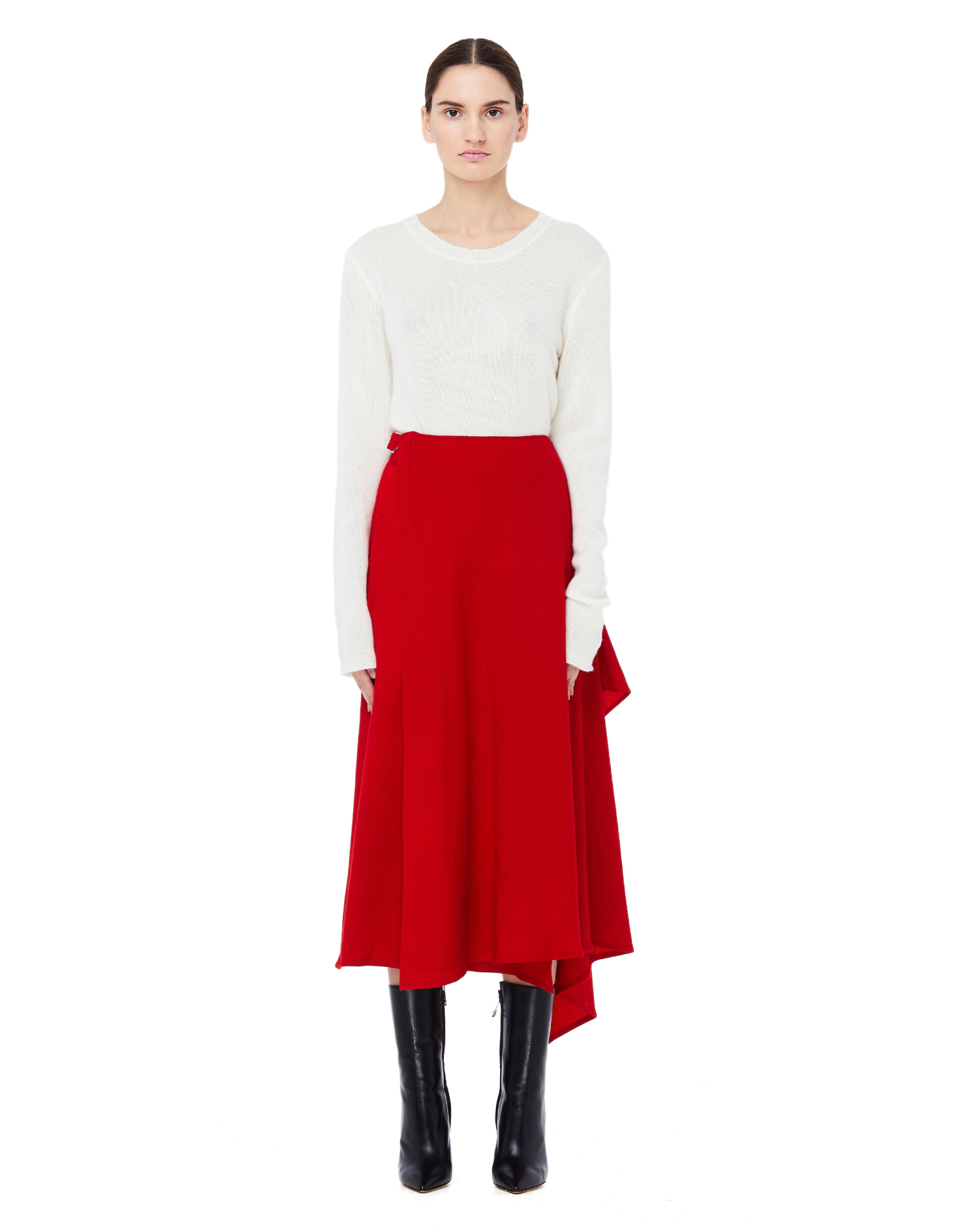 Yohji Yamamoto Red Wool Wrap Skirt