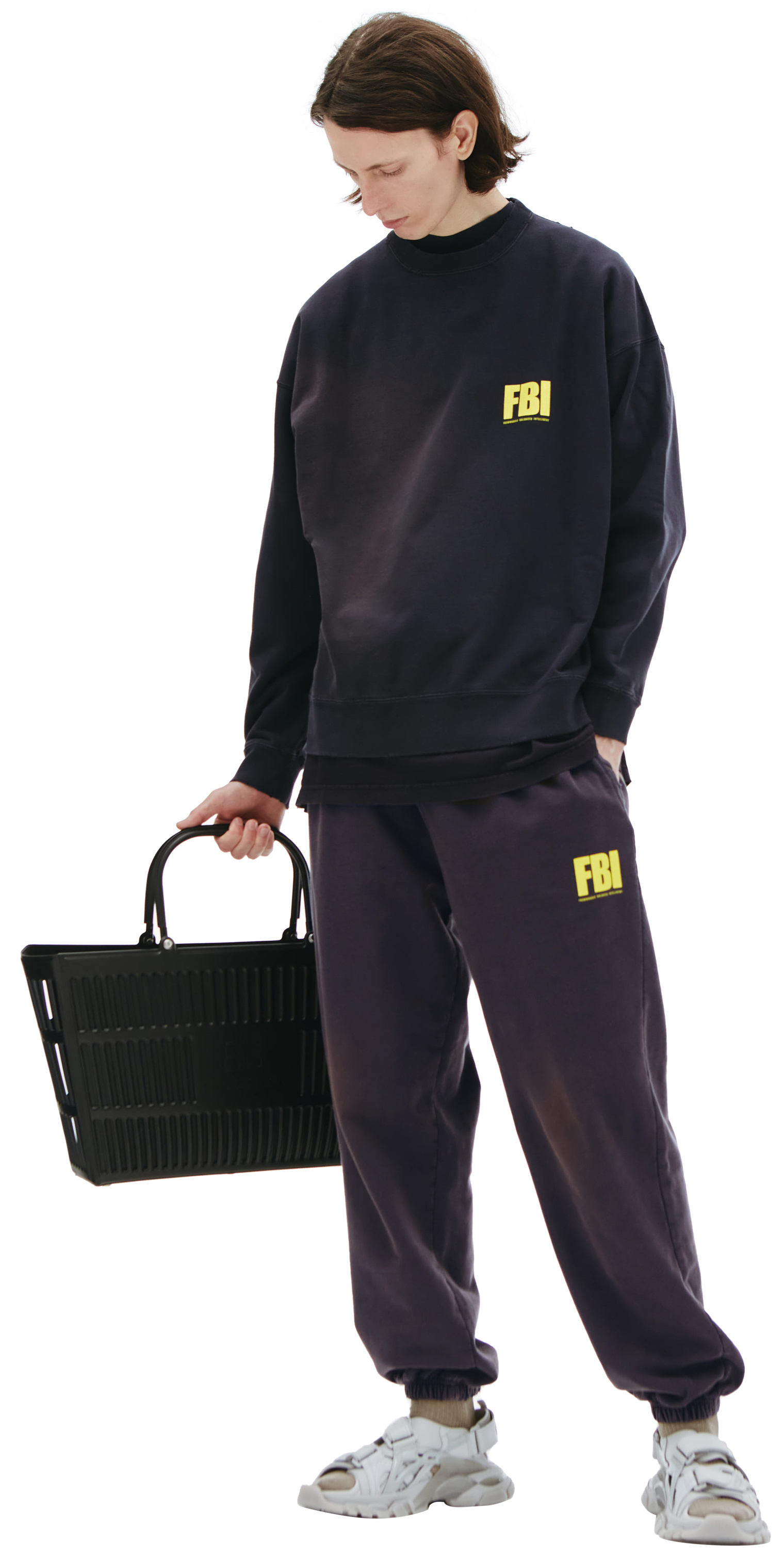 Balenciaga Fraying sweatshirt with FBI print