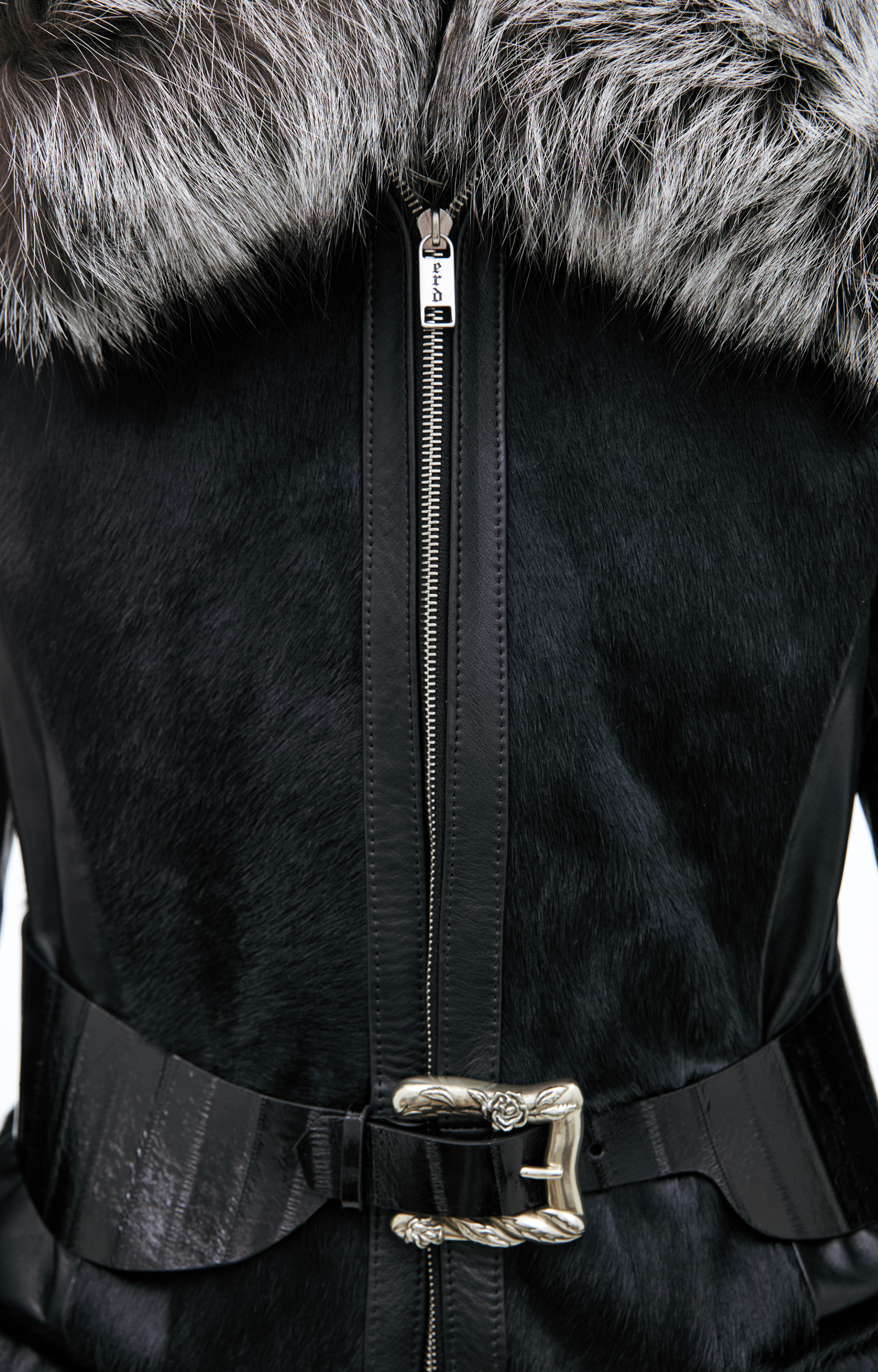 Enfants Riches Déprimés Leather coat with fur