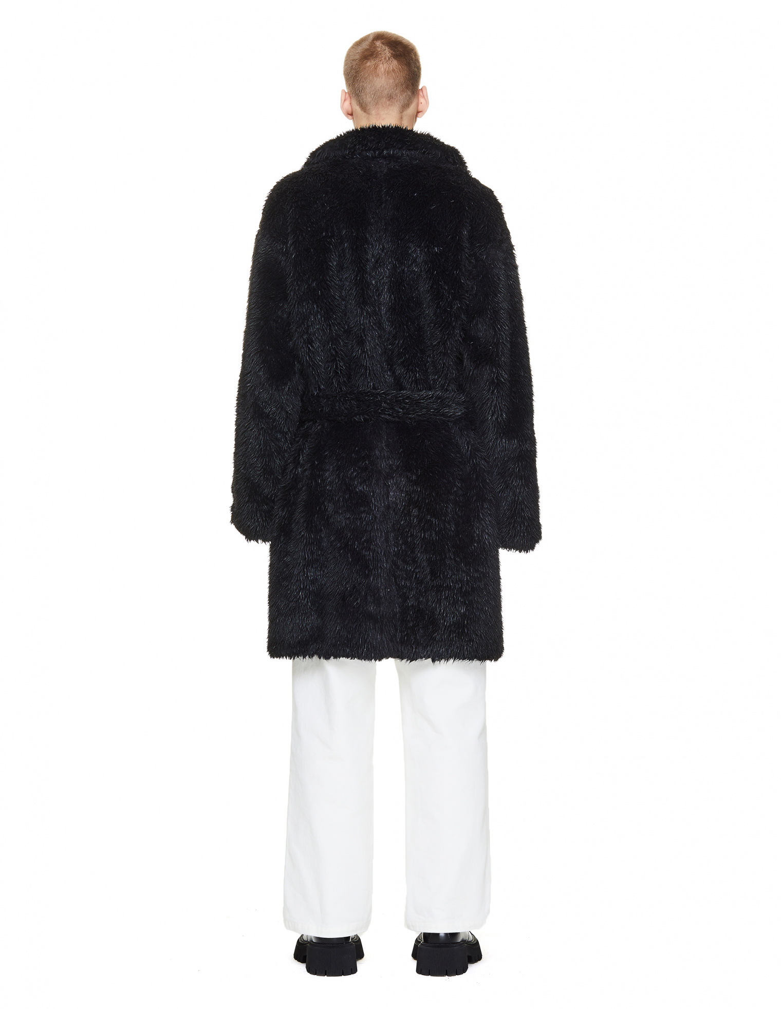 Doublet Black Belted Faux Fur Coat