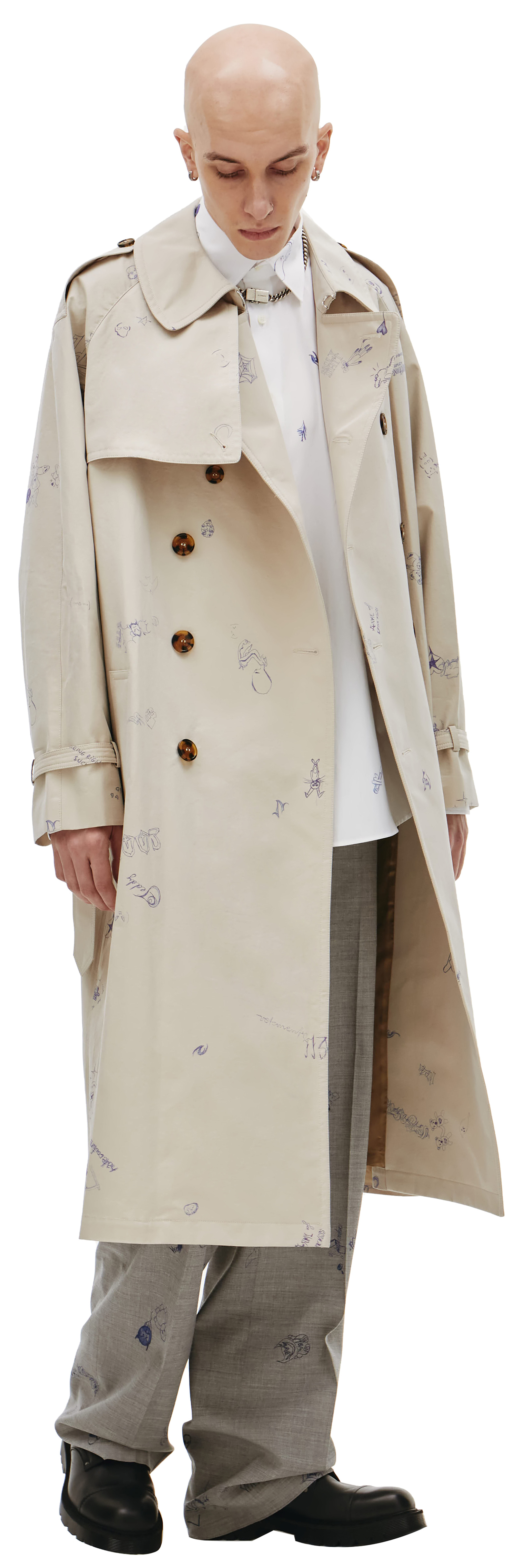 VETEMENTS Тренч Scribbled из хлопка