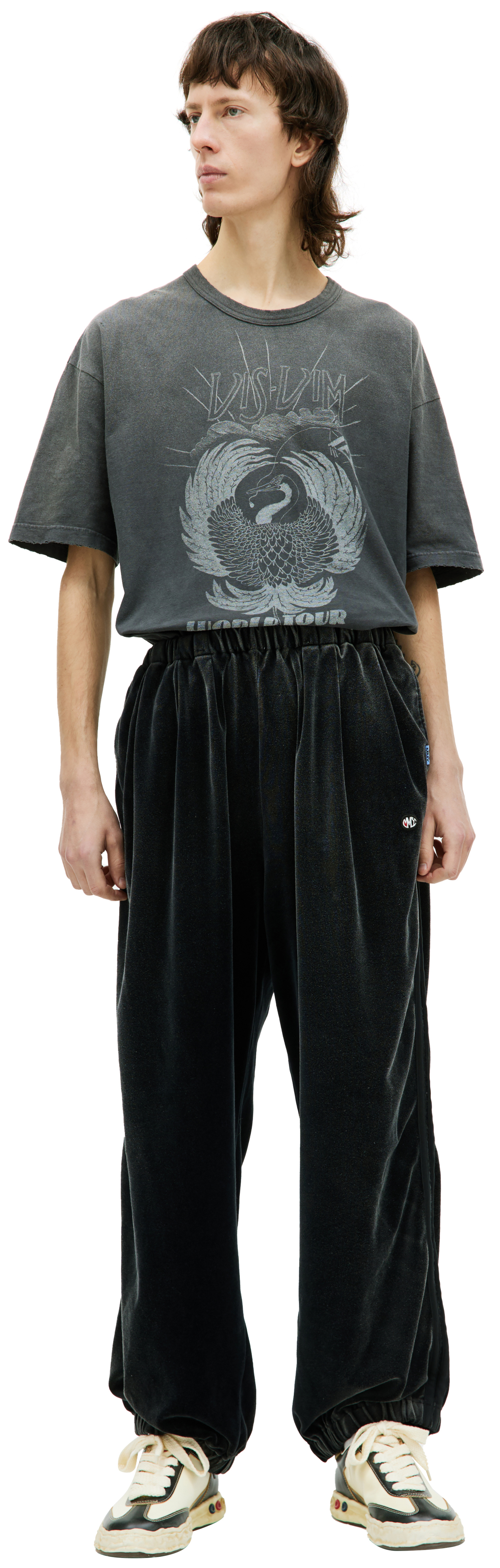 Buy Maison Mihara Yasuhiro men black velour track trousers for 